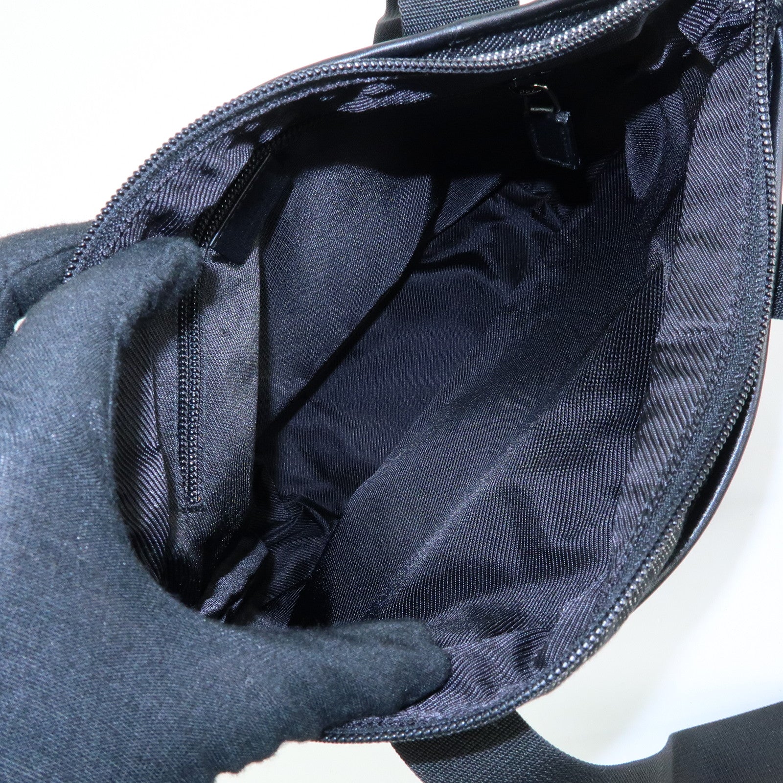 GUCCI GG Denim Leather Tote Bag Shoulder Bag Black 28893