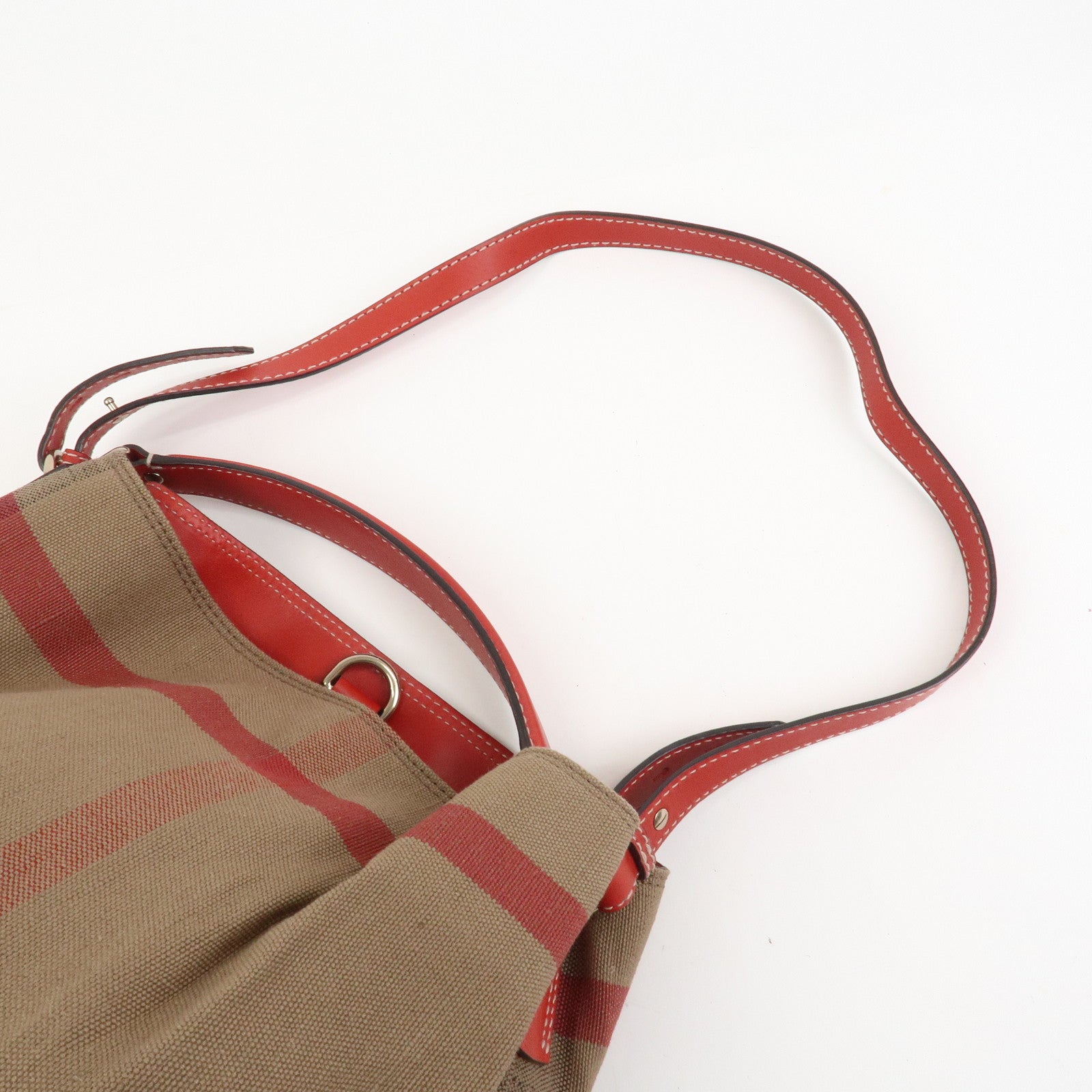 Burberry Ashby Canvas Leather 2Way Bag Shoulder Bag Brown Red