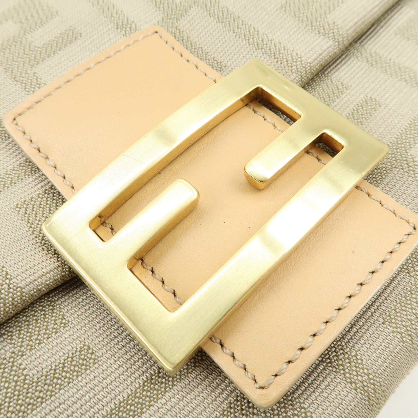 FENDI Zucca Canvas Leather Hand Bag Beige 8BR180