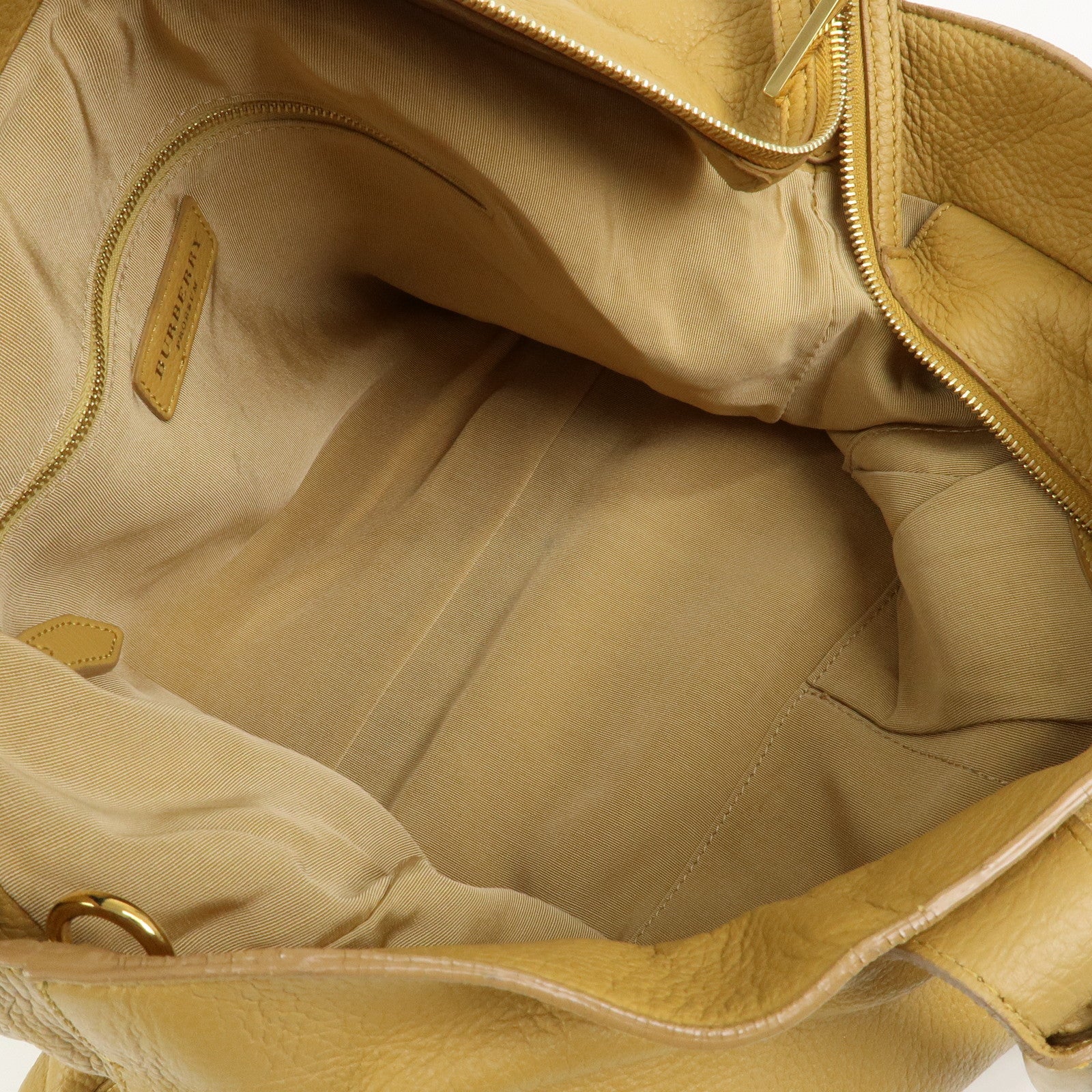 BURBERRY Logo Leather 2Way Bag Shoulder Hand Bag Mustard