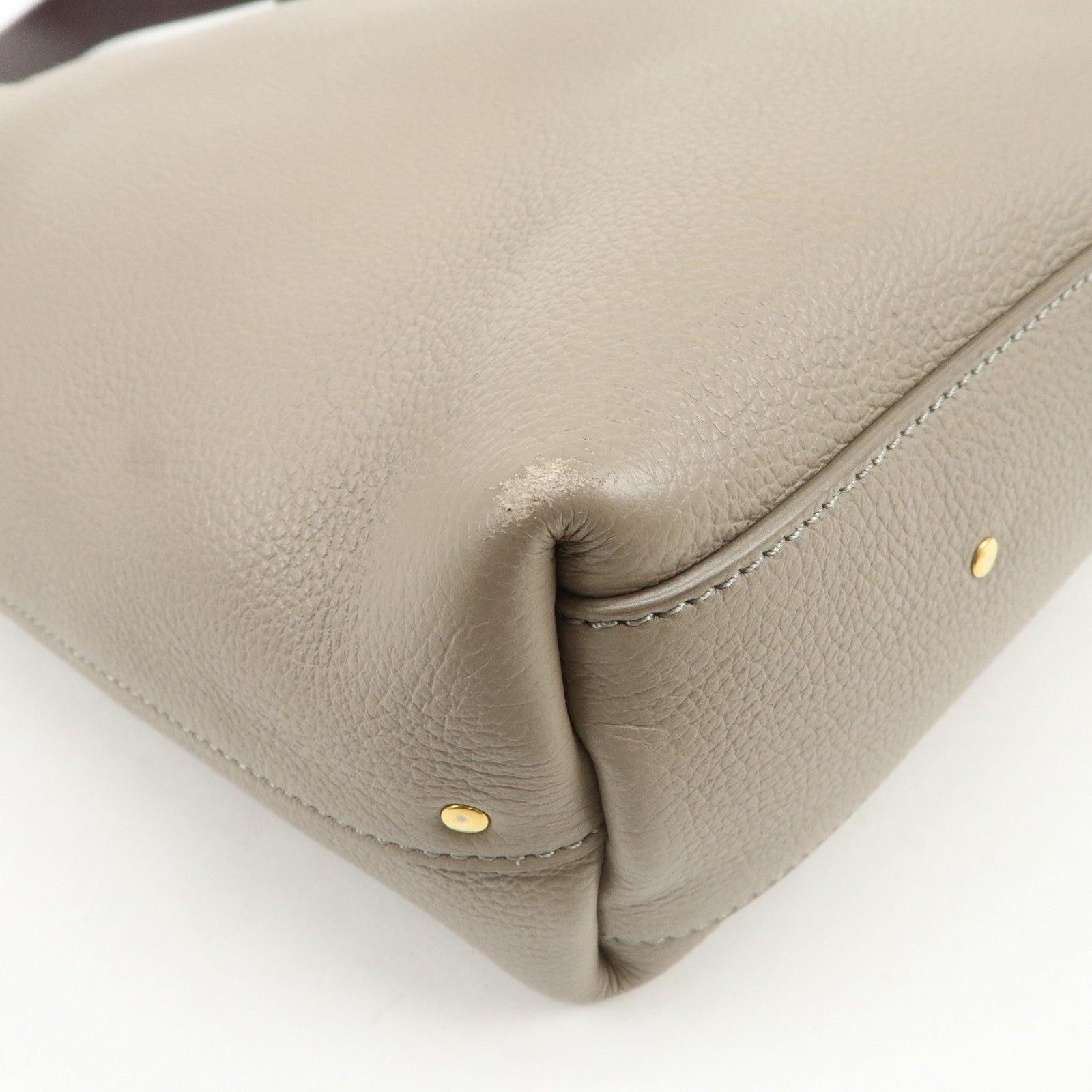 Chloe Marcie Grain Calf Leather Hobo Bag Shoulder Bag Motty Grey