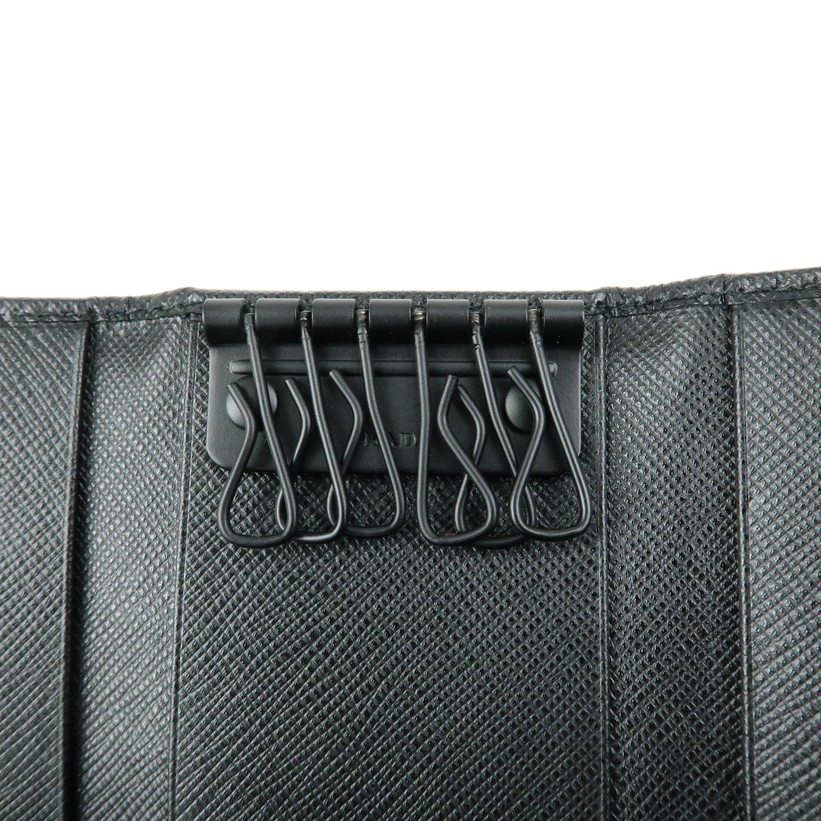 PRADA Nylon Leather 6 Ring Key Case Green Black 1PG222