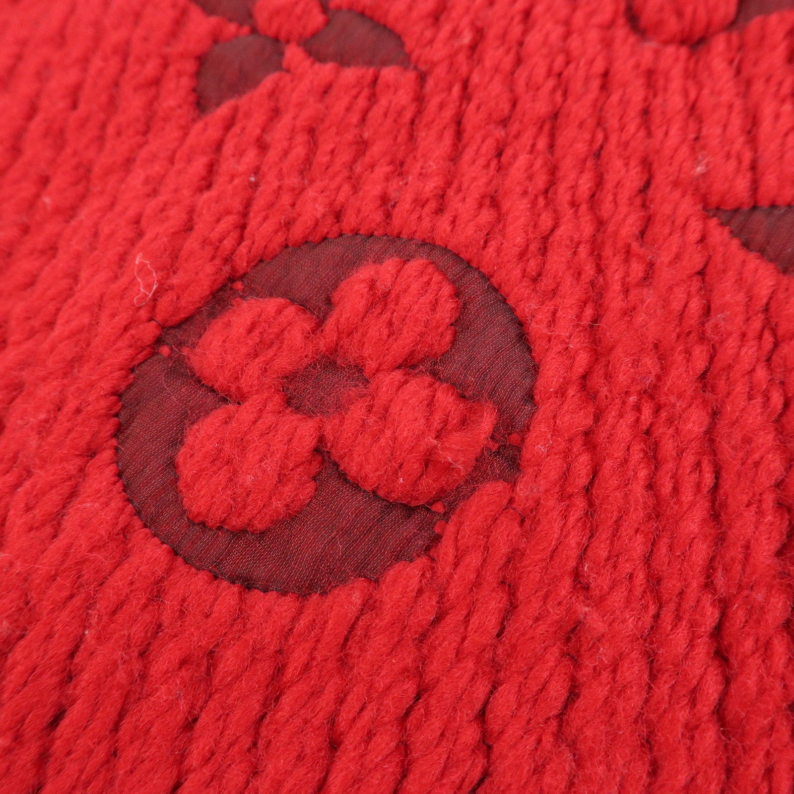 Louis Vuitton Echarpe Logo Mania Wool Silk Scarf Shawl Ruby M72432