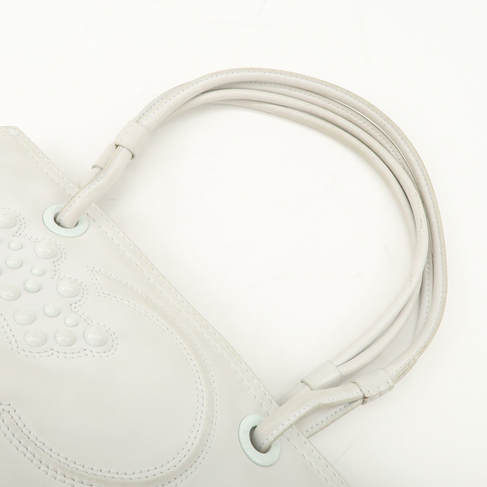 LOEWE Anagram Logo Leather Shopper Tote Bag Shoulder Bag White