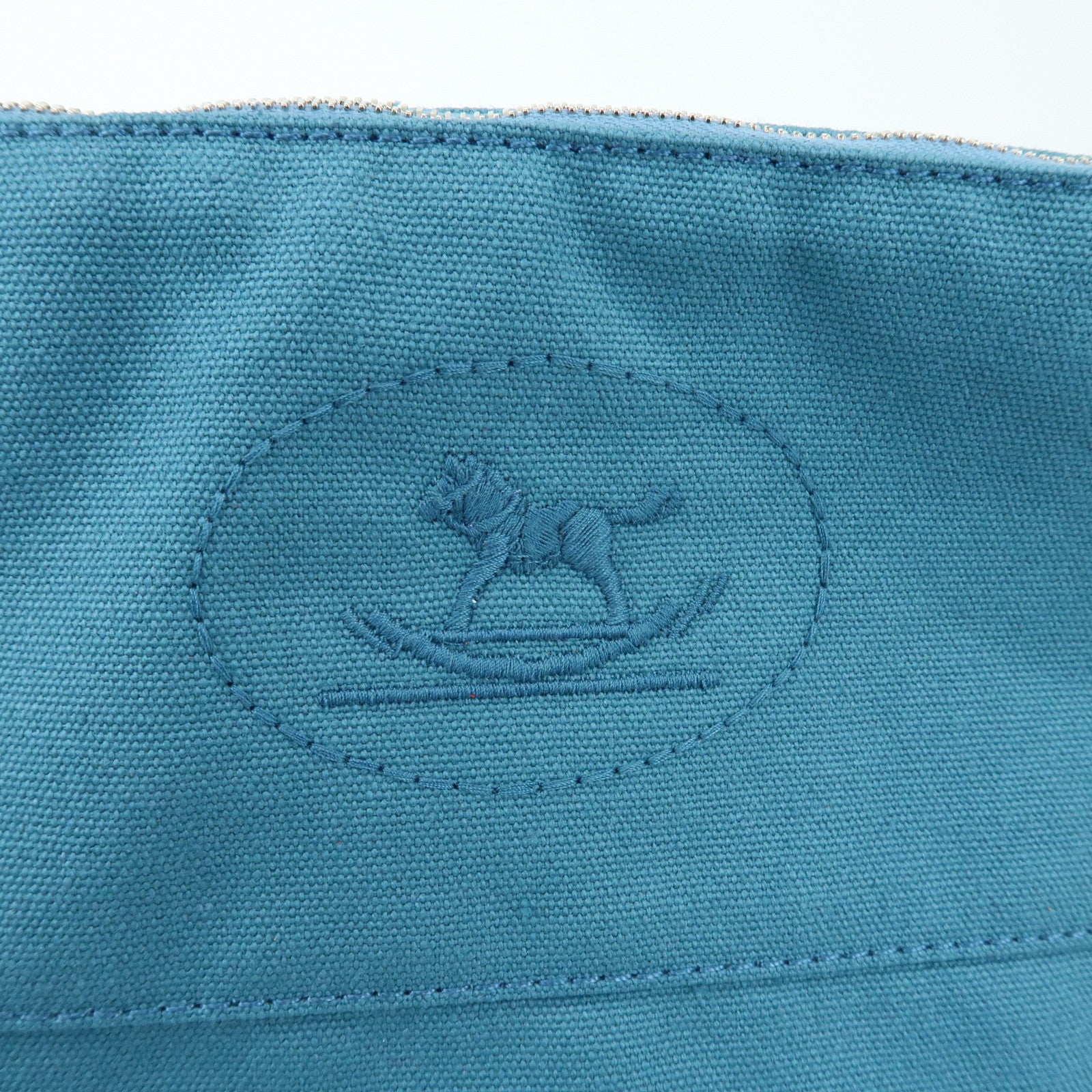 HERMES Cotton Canvas Bolide Cosmetic Pouch TGM Pouch Blue