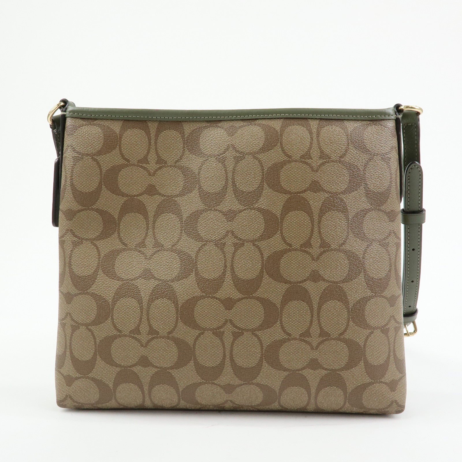 COACH Signature PVC Leather Shoulder Bag Crossbody Bag Beige Khaki
