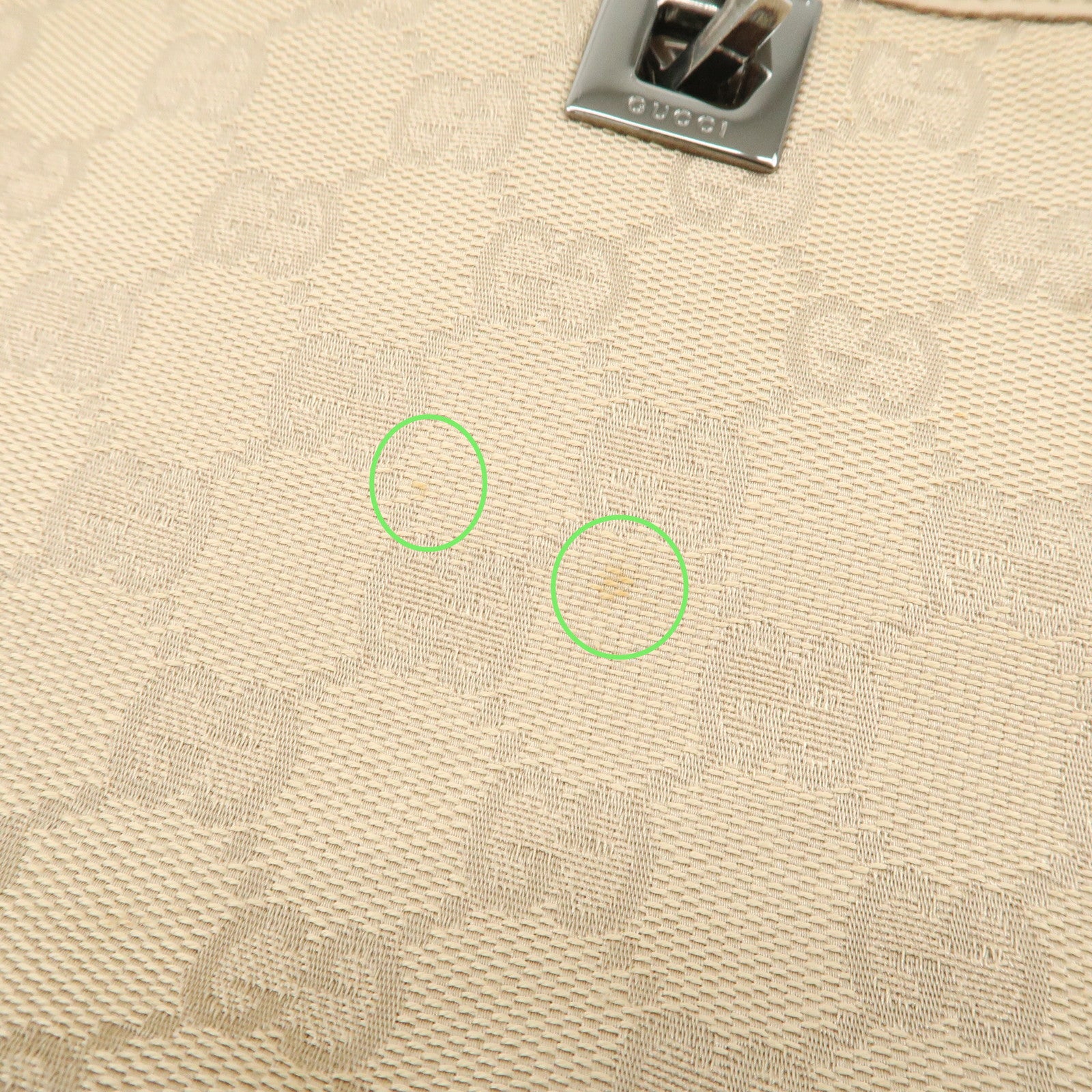 GUCCI GG Canvas Leather Tote Bag Shoulder Bag Beige 31243