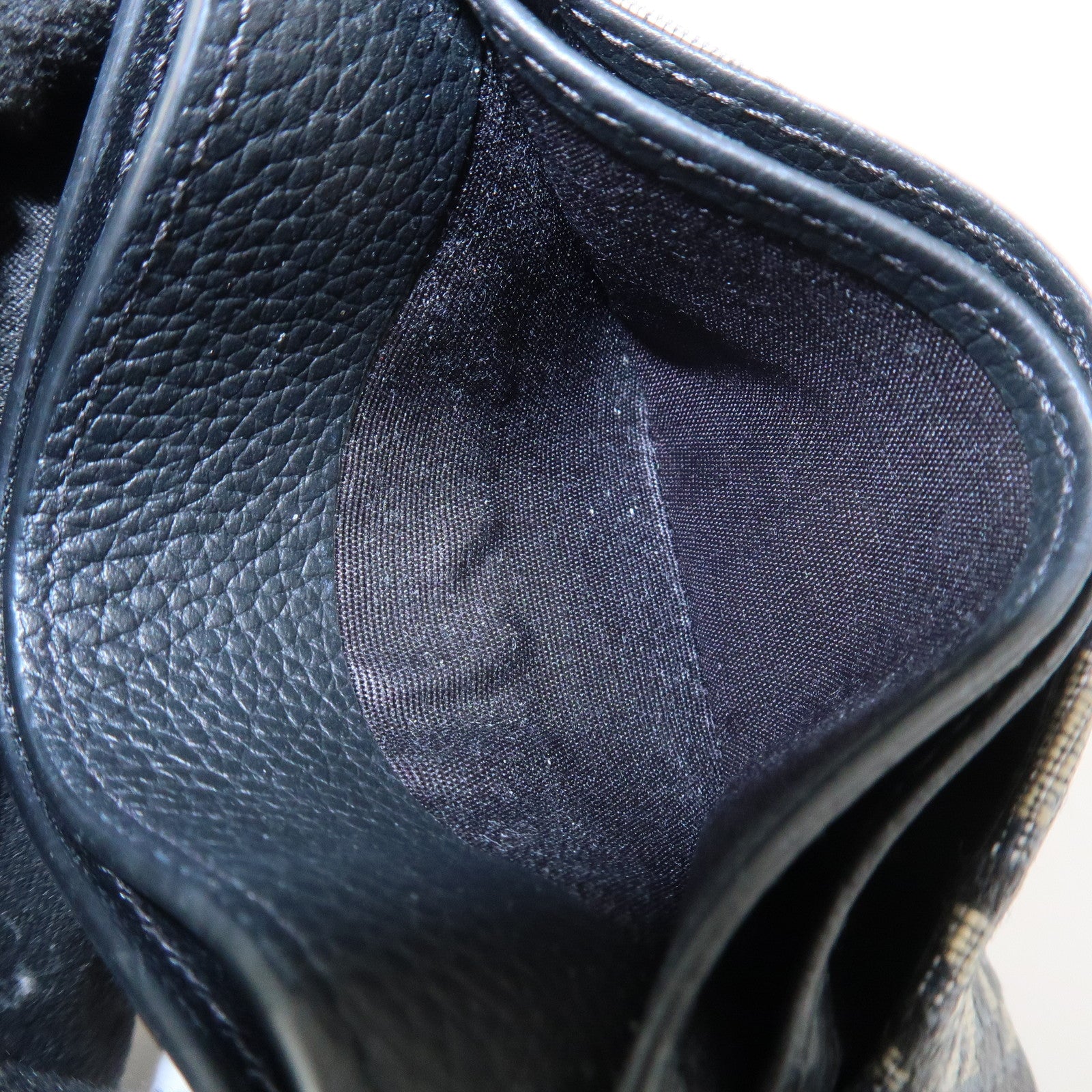 Christian Dior Trotter Jacguard Canvas Leather Card Case Navy