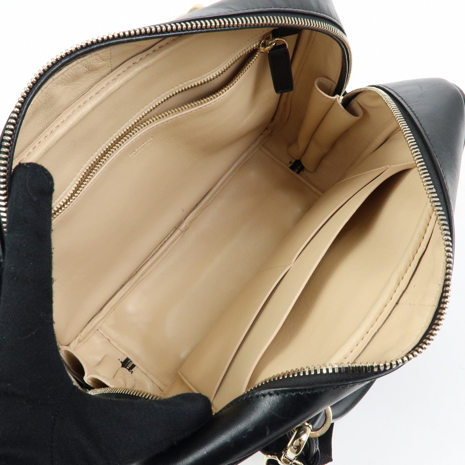 JIL SANDER Leather 2Way Bag Hand Bag Shoulder Bag Pouch Black