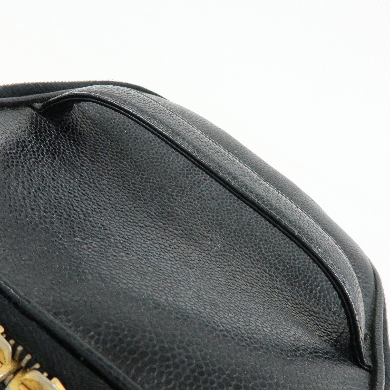 CHANEL COCO Mark Caviarskin Hand Bag Vanity Case Black A01997