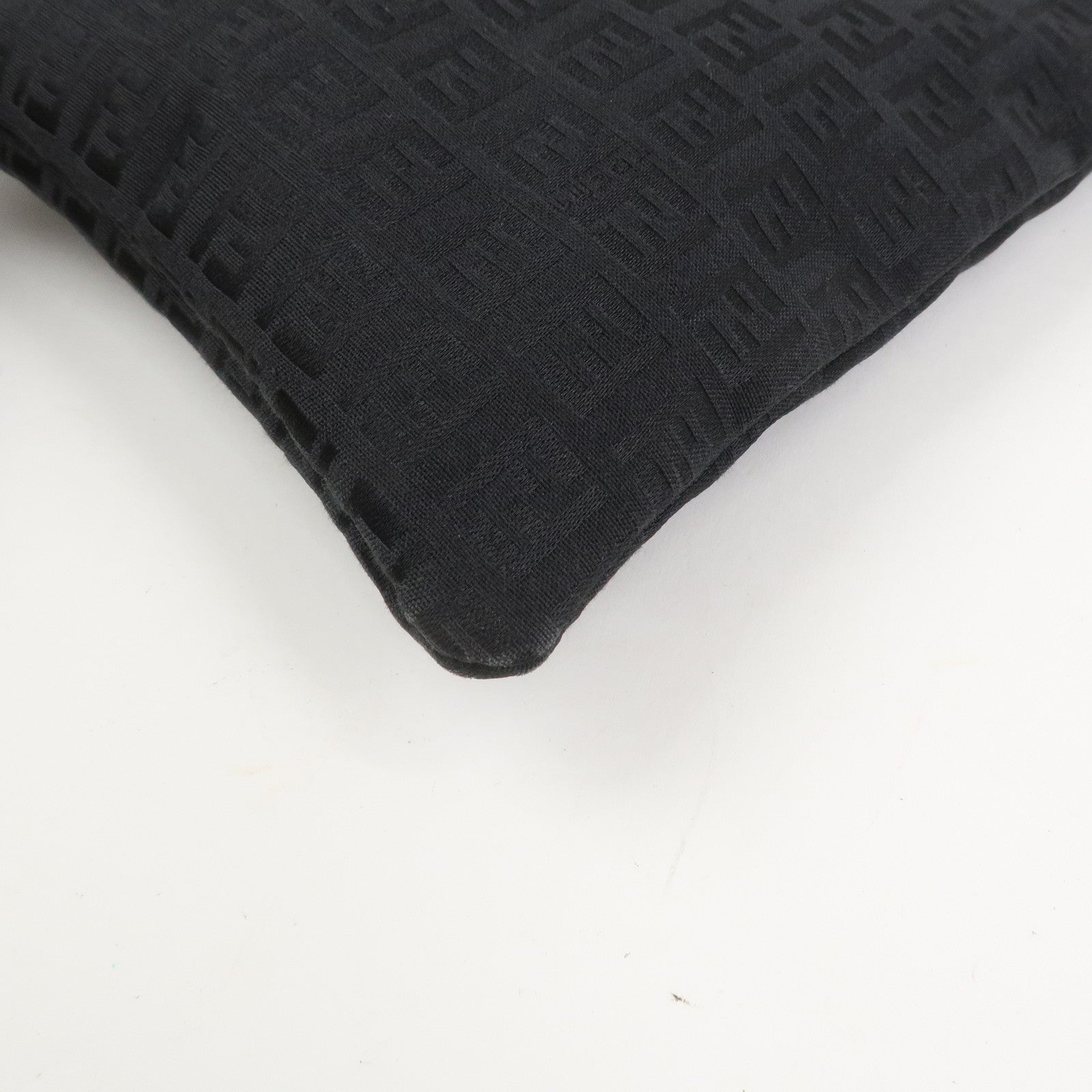 FENDI Zucchino Canvas Leather Tote Bag Hand Bag Black 8BH050