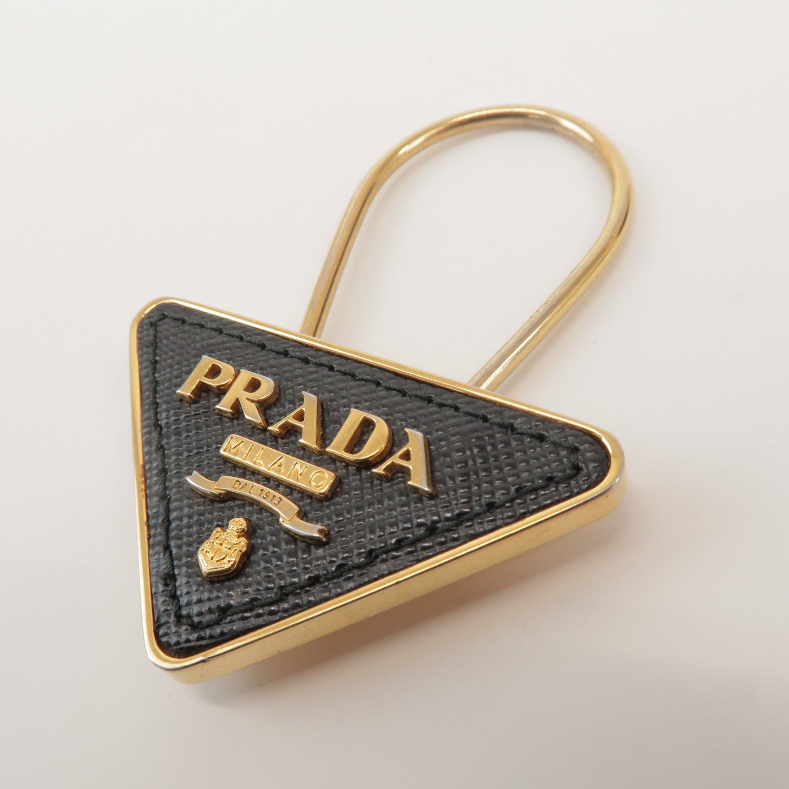 PRADA Triangle Logo Metal Saffiano Leather Set of 2 Key Holders