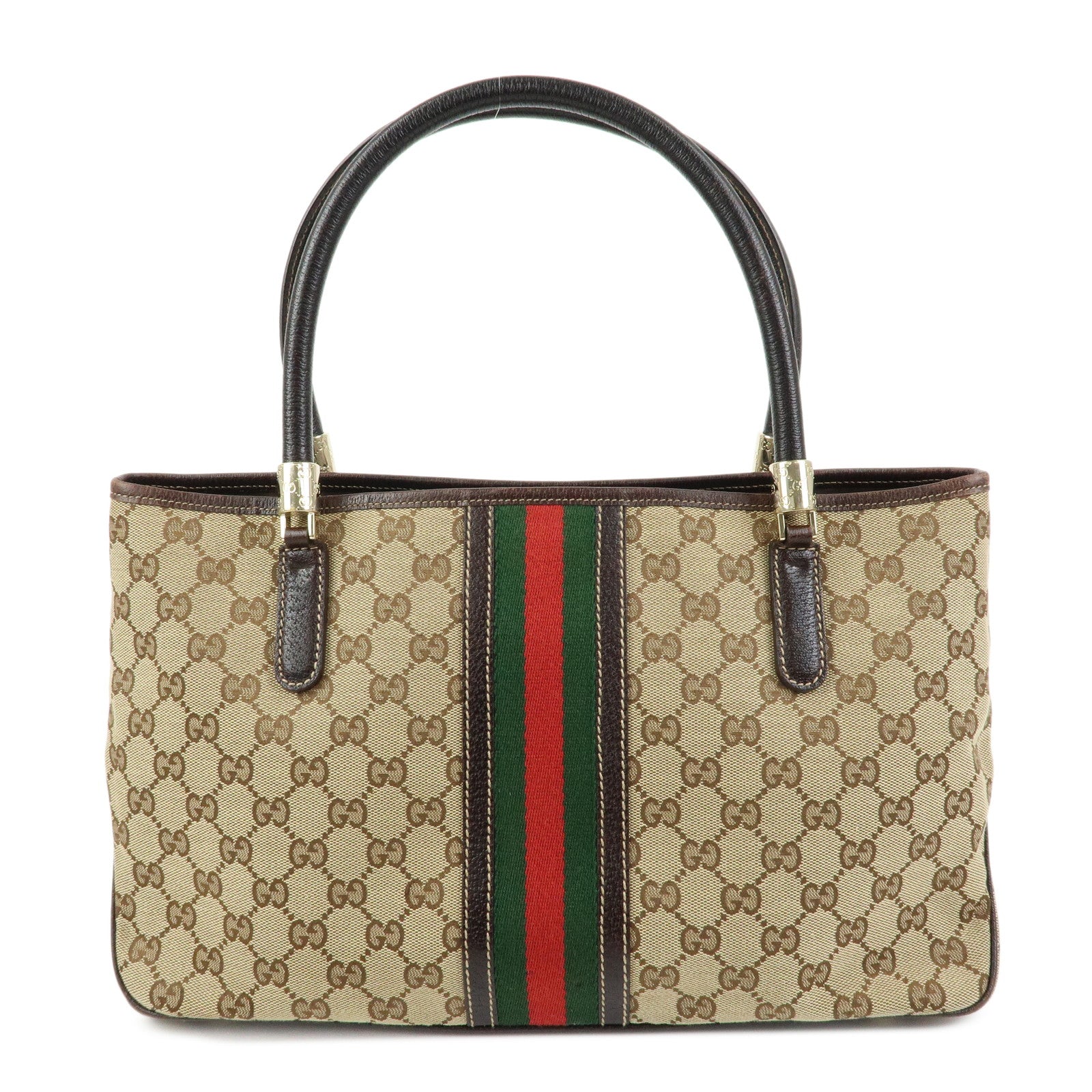 GUCCI Sherry GG Canvas Tote Bag Shoulder Bag Beige Brown 161717