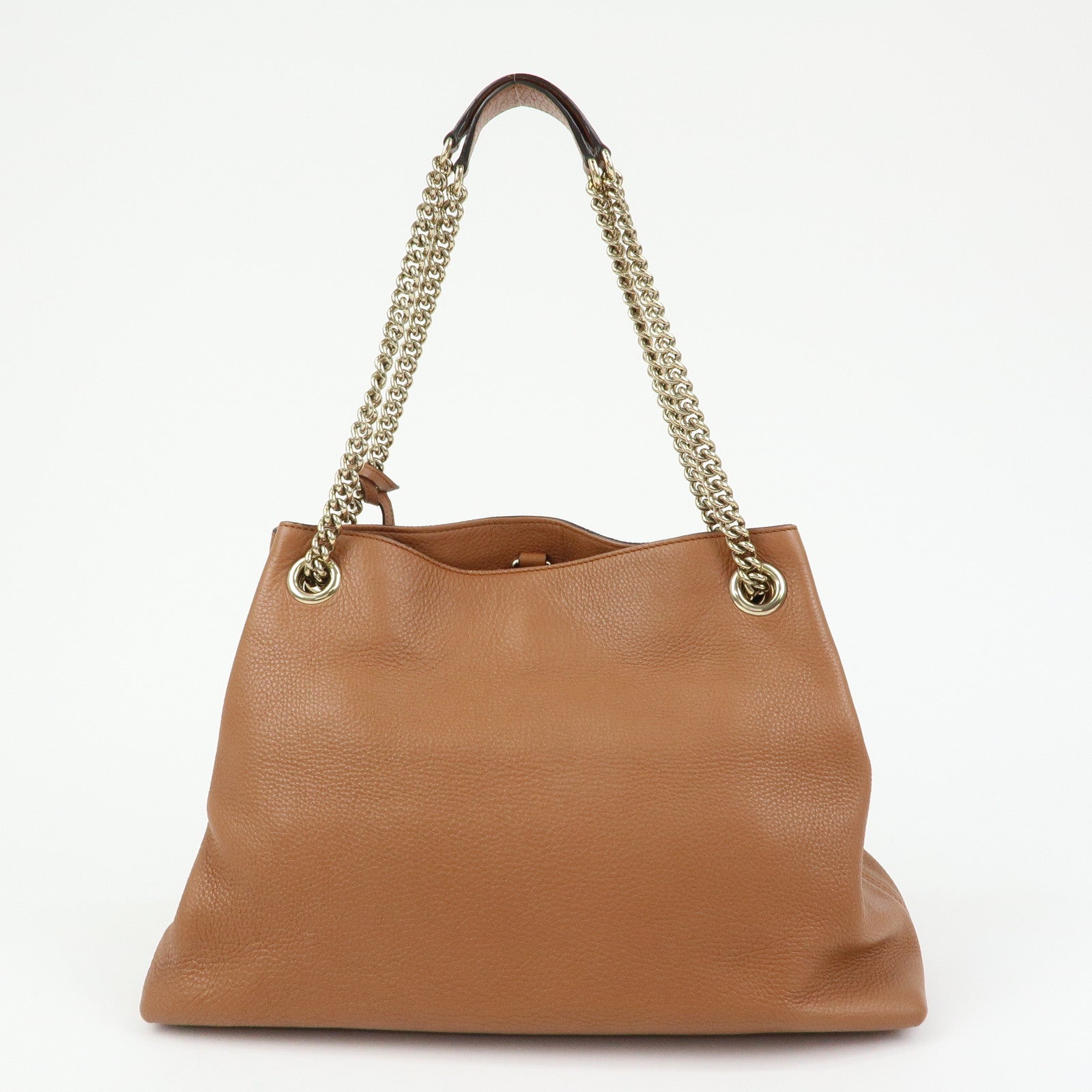 GUCCI SOHO Interlocking G Leather Chain Shoulder Bag Brown 308982