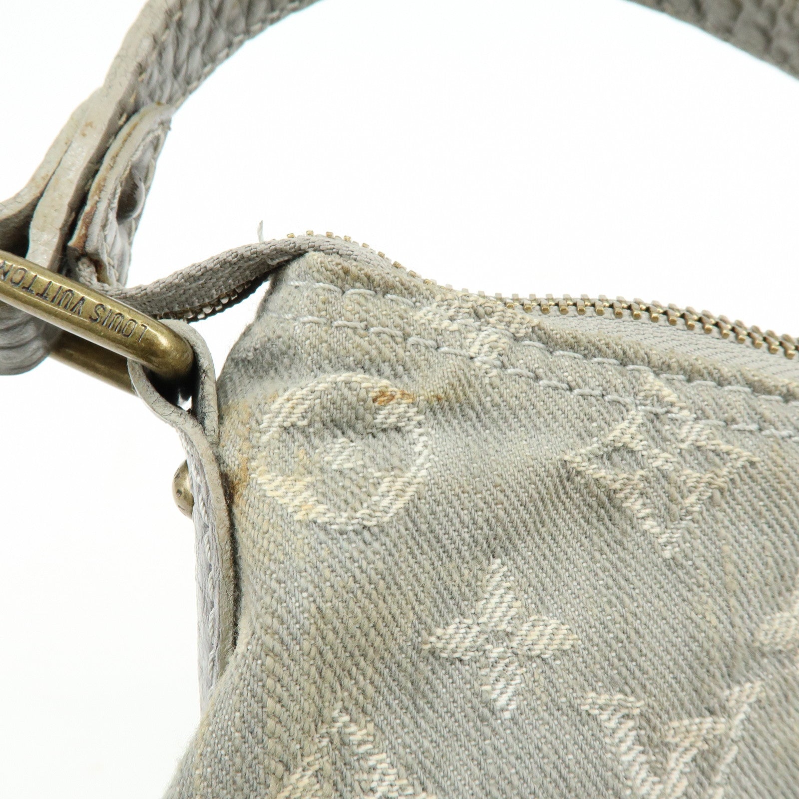 Louis Vuitton Slightly Denim Leather Shoulder Bag Gris M95384