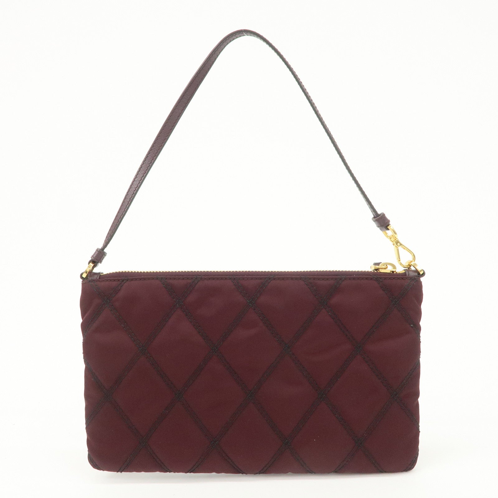 PRADA Logo TESSUTO IMPUNTU Nylon Leather Hand Bag Bordeaux 1NH545