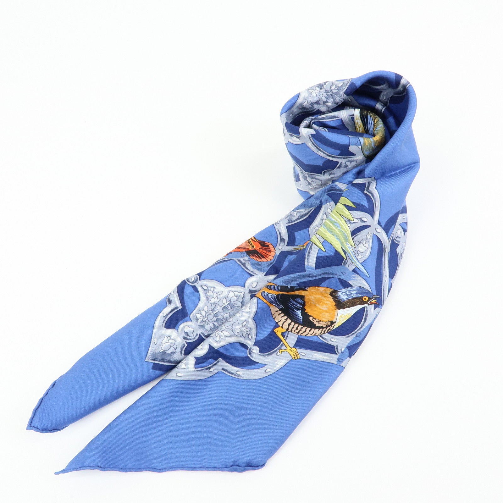 HERMES Carre 90 Silk 100% Scarf OISEAUX DE L'INDE ET DE L'HIMALAYA