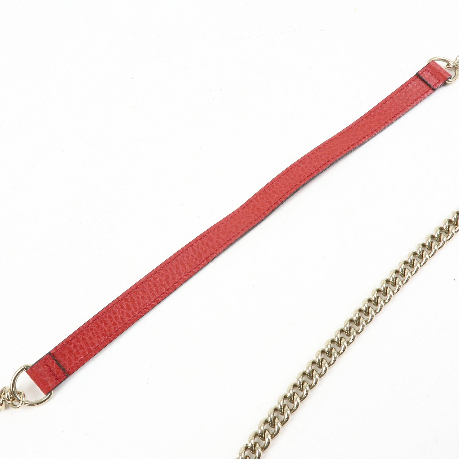 GUCCI Interlocking G Leather Chain Wallet Shoulder Bag Red 510314