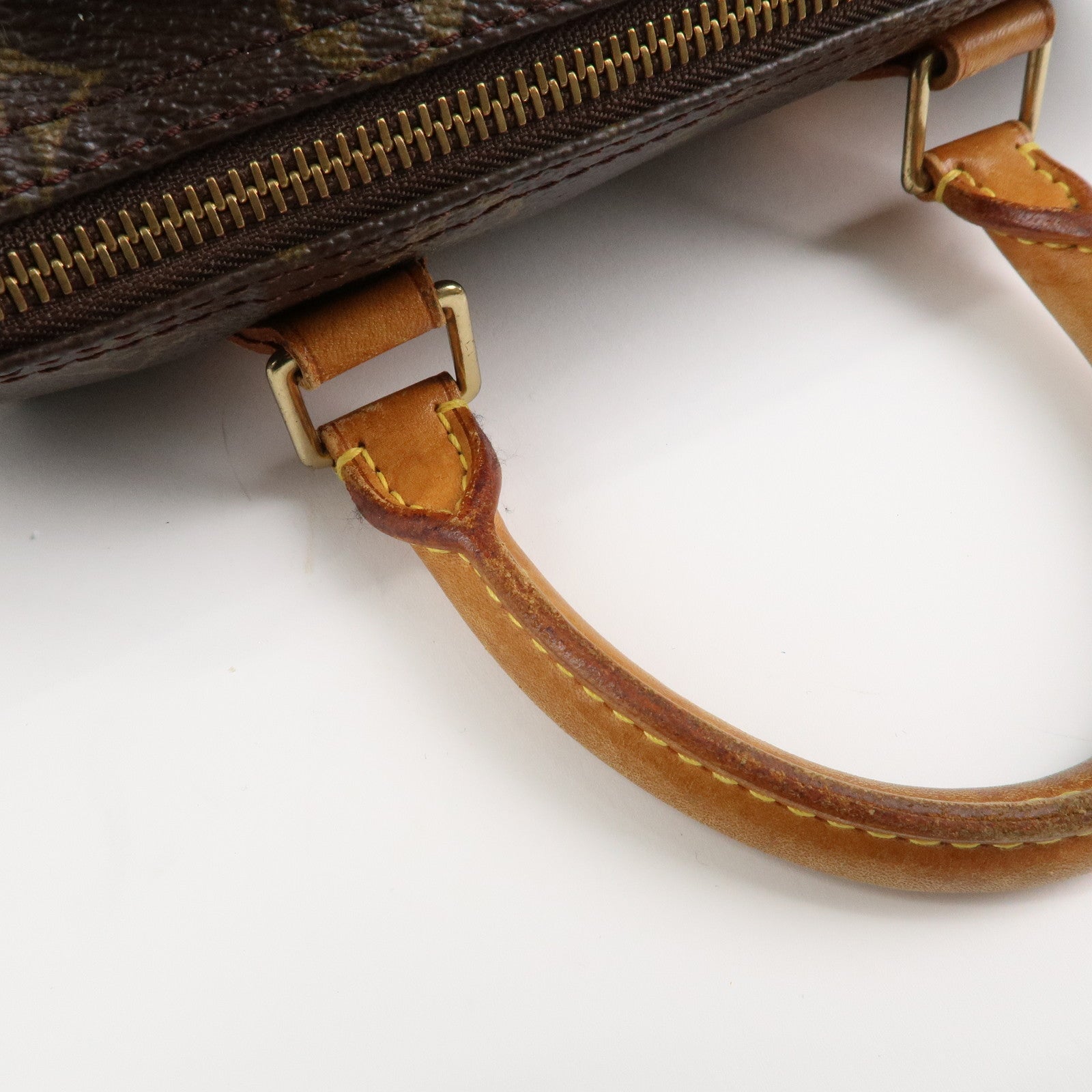 Louis Vuitton Monogram Canvas Leather Speedy 25 Boston Bag M41528