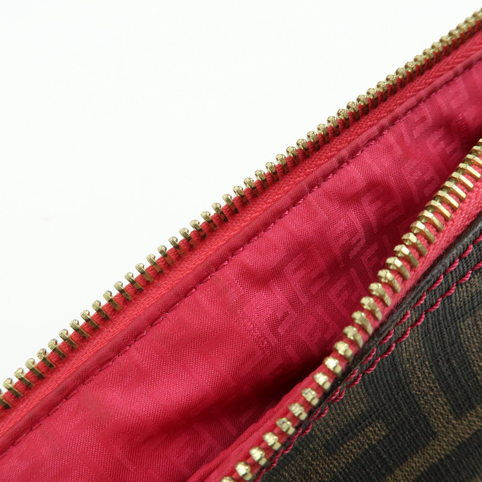 FENDI Zucca Print PVC Chain Accessory Pouch Hand Bag Pink 8BR592