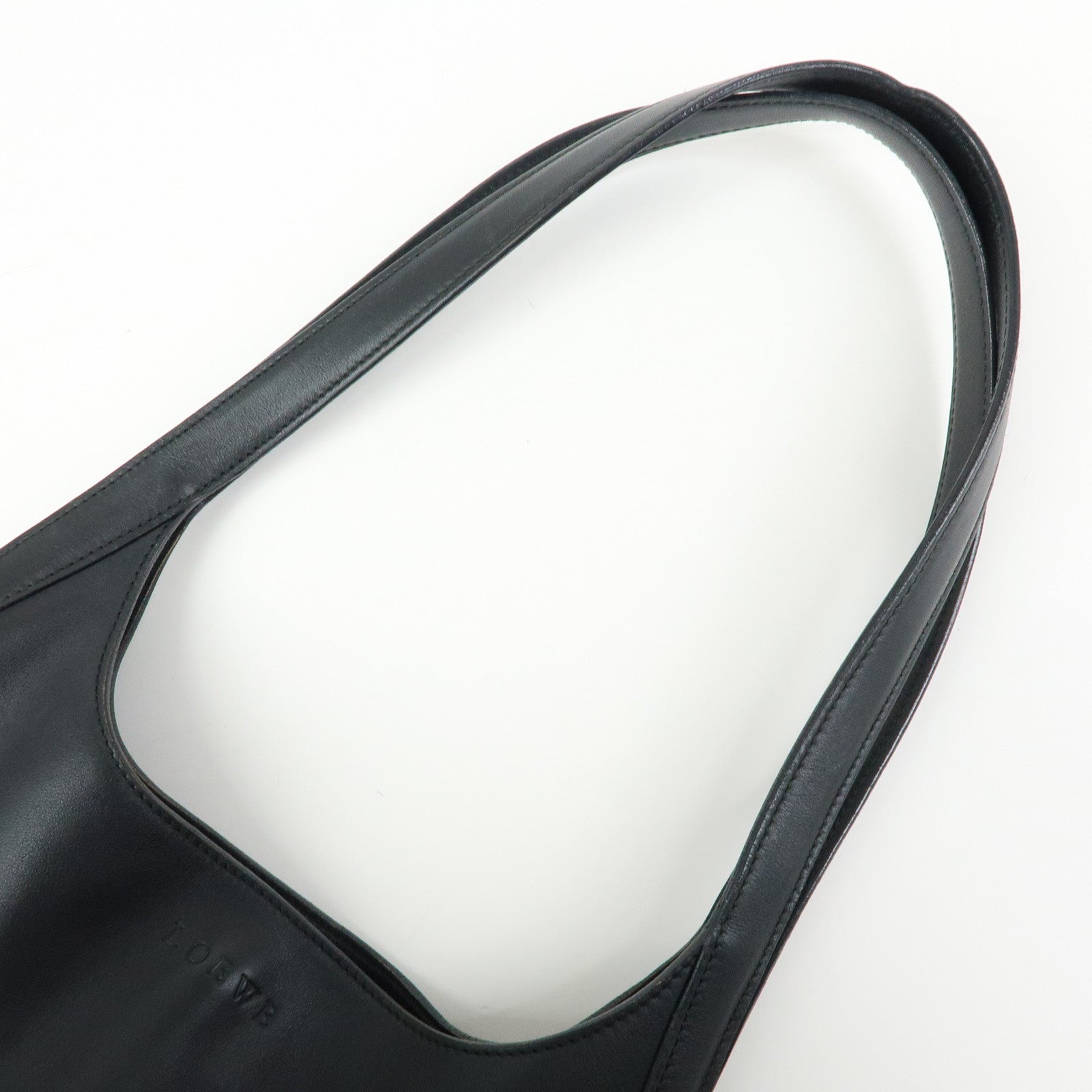 LOEWE Logo Leather Shoulder Bag Hand Bag Black