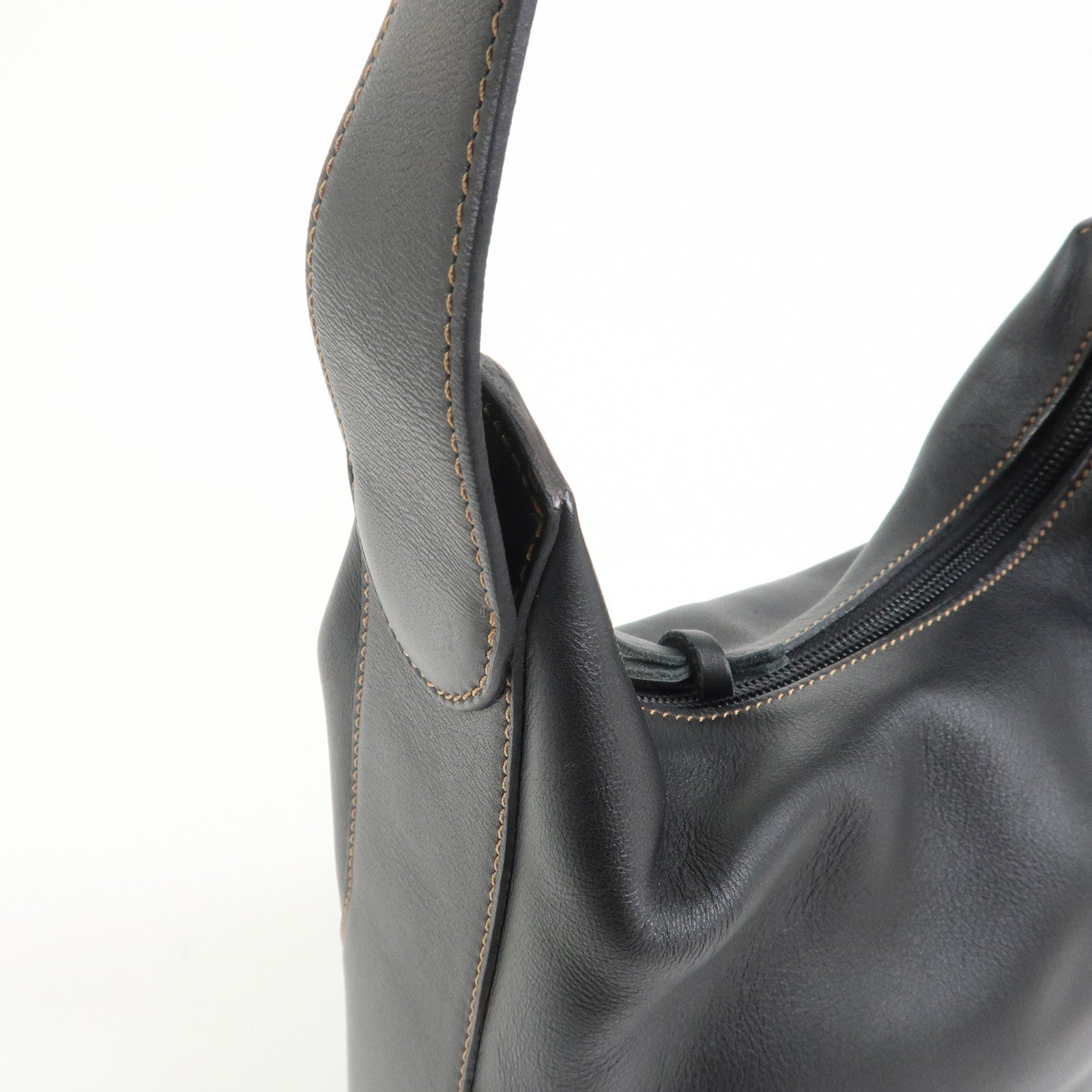 LOEWE Logo Leather Shoulder Bag Hand Bag Crossbody Bag Black