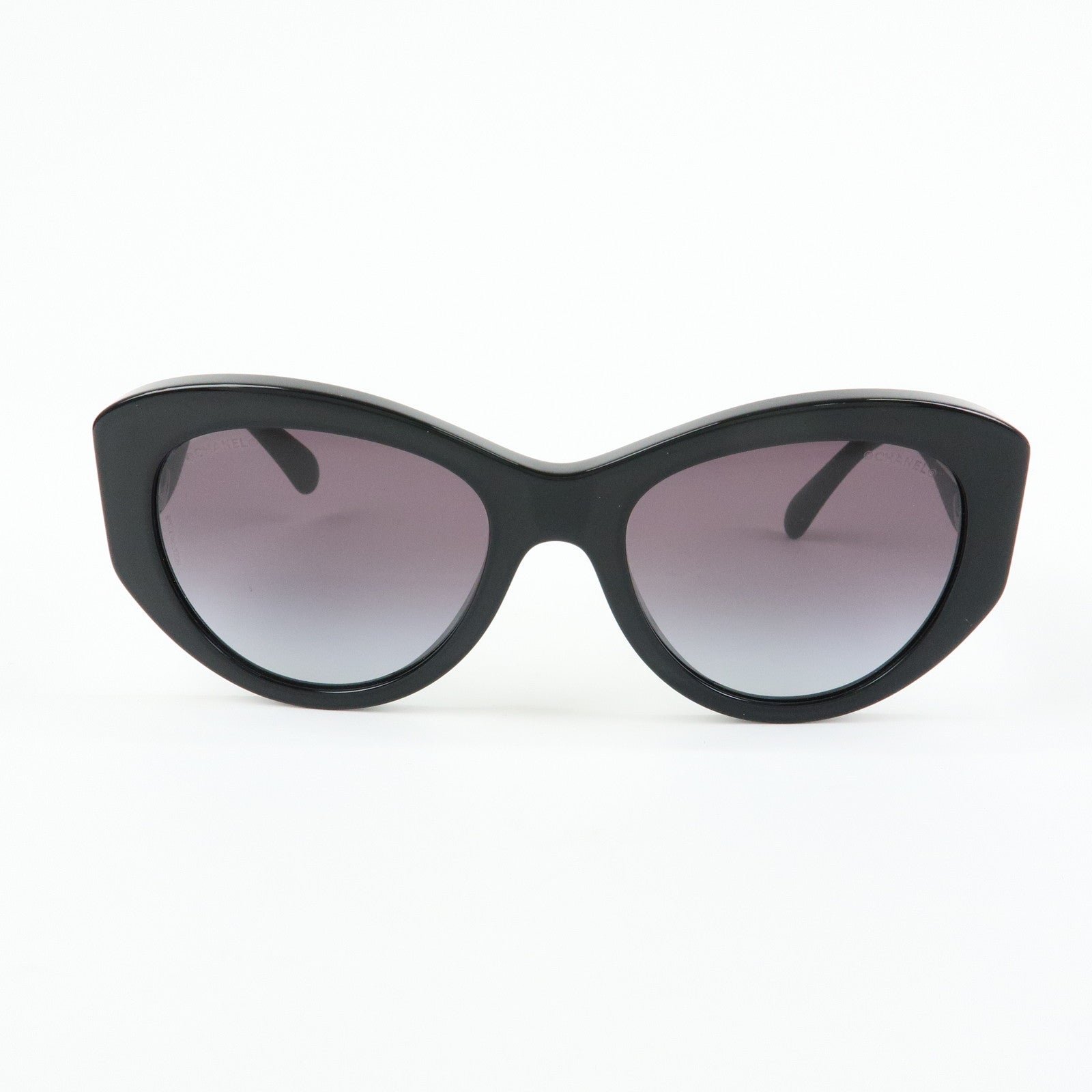 CHANEL COCO Mark Plastic Butterfly Sunglasses 54□19 Black 5492-A