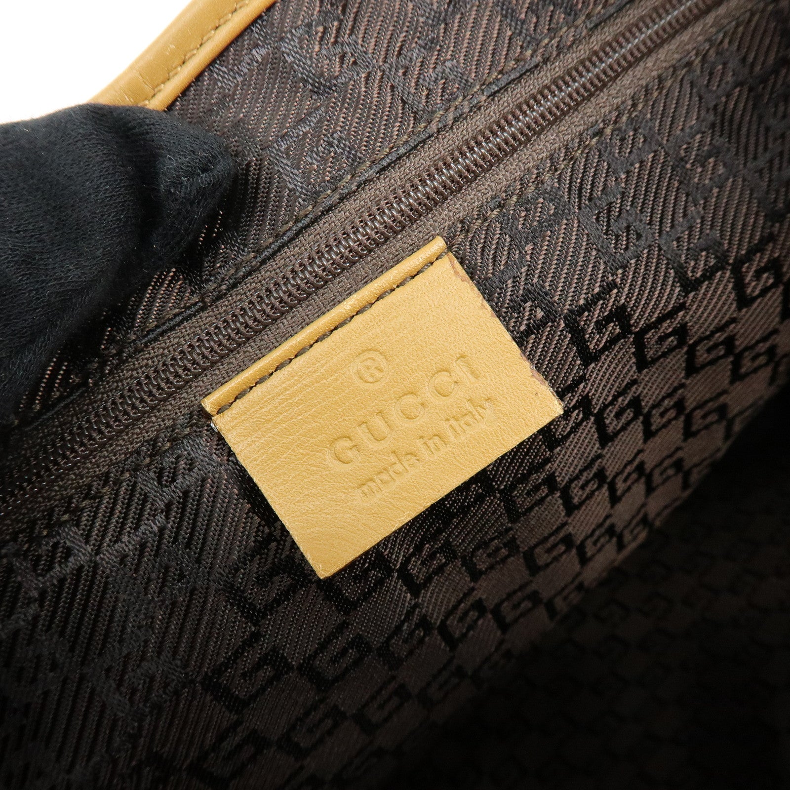 GUCCI Bamboo Suede Leather Kandinsky Shoulder Bag Beige 001・4061