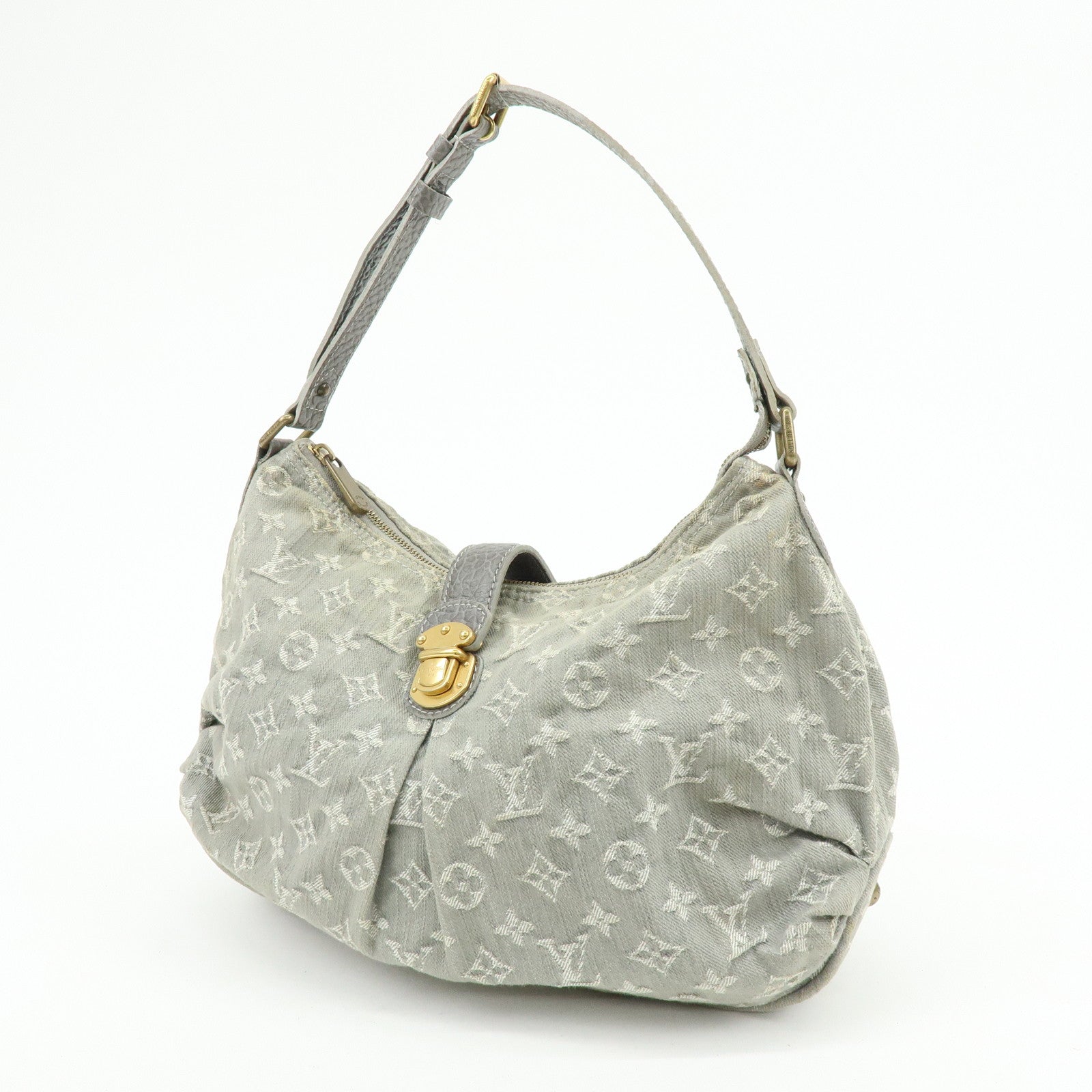 Louis Vuitton Slightly Denim Leather Shoulder Bag Gris M95384