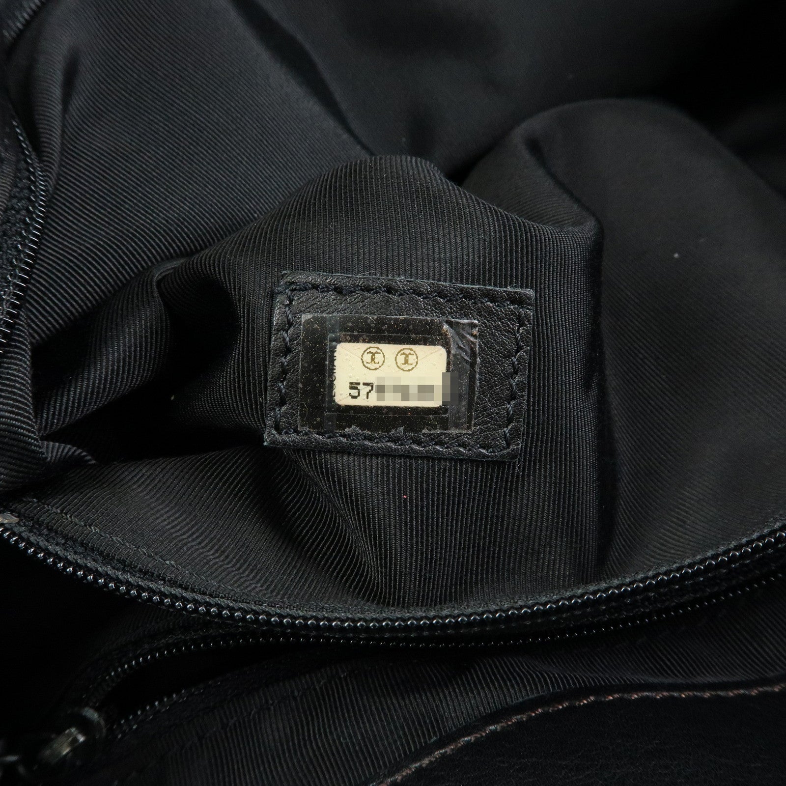 CHANEL COCO Mark Calf Leather Boston Bag Hand Bag Black