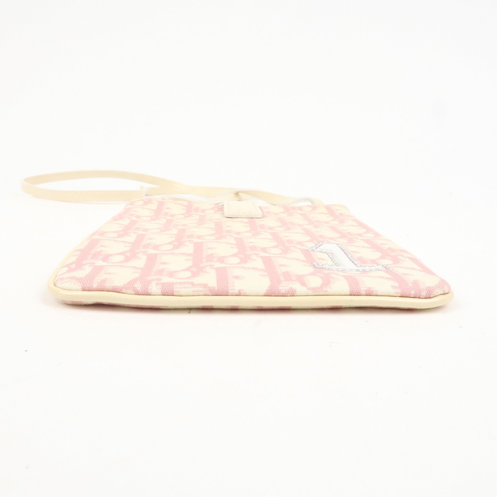 Christian Dior Trotter Girly Canvas PVC Shoulder Bag Pink Ivory