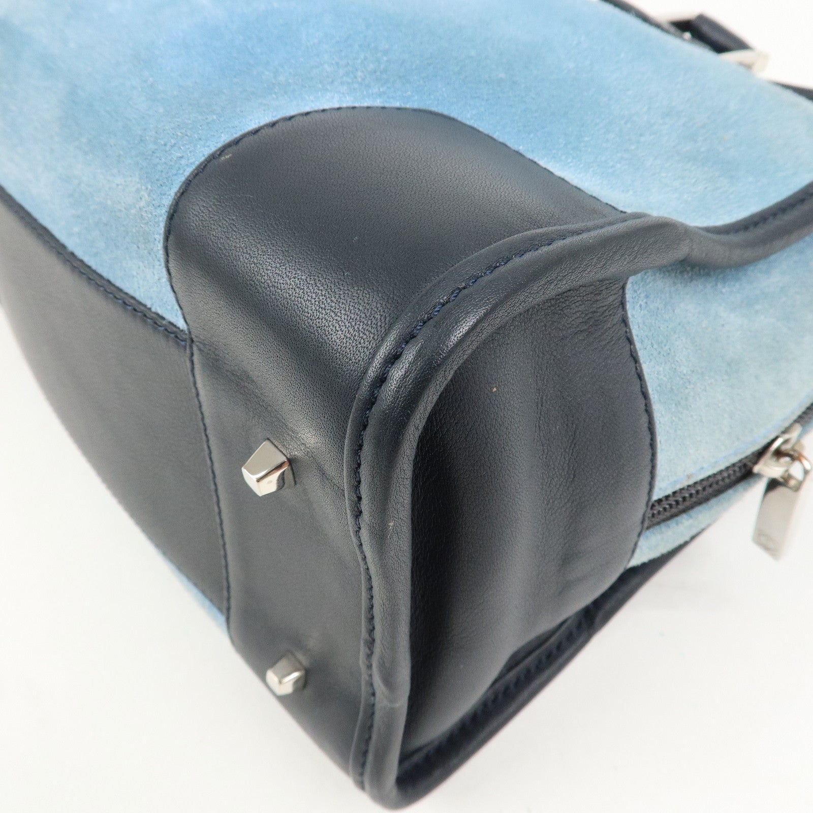 LOEWE Anagram Suede Leather Amazona 28 Hand Bag Blue