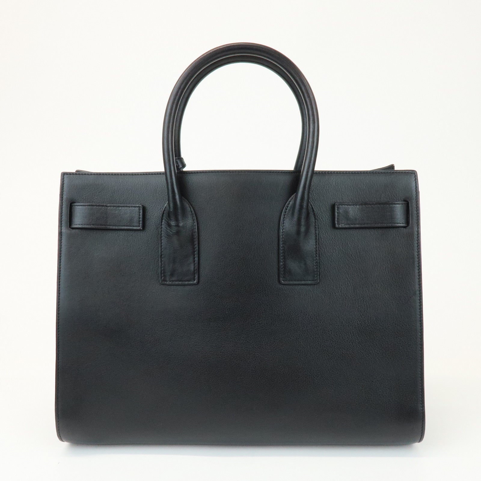 SAINT LAURENT Sac de Jour Logo Leather Tote Bag Hand Bag Black