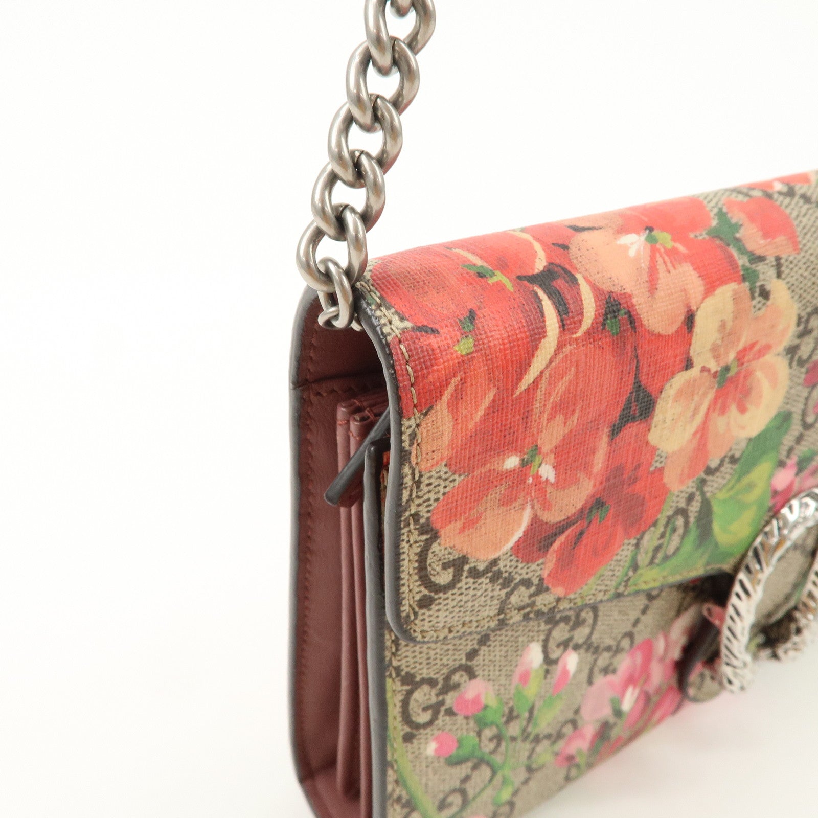 GUCCI Dionysus GG Supreme Chain Shoulder Bag Flower Beige 401231