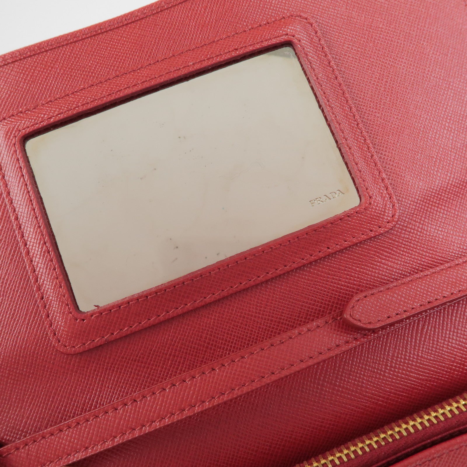 PRADA Saffiano Leather Shoulder Bag Crossbody Bag Red 1M1361