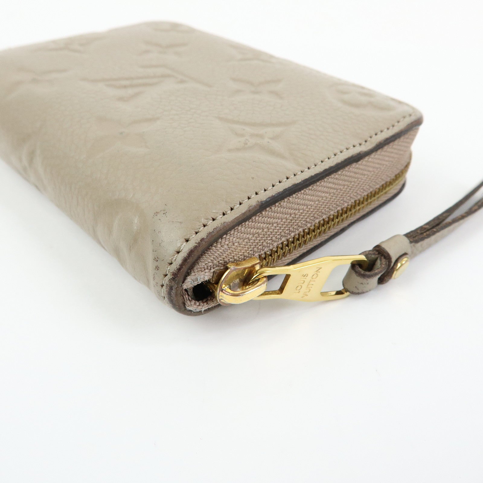 Louis Vuitton Monogram Empreinte Round Zippy Coin Case Beige M68696