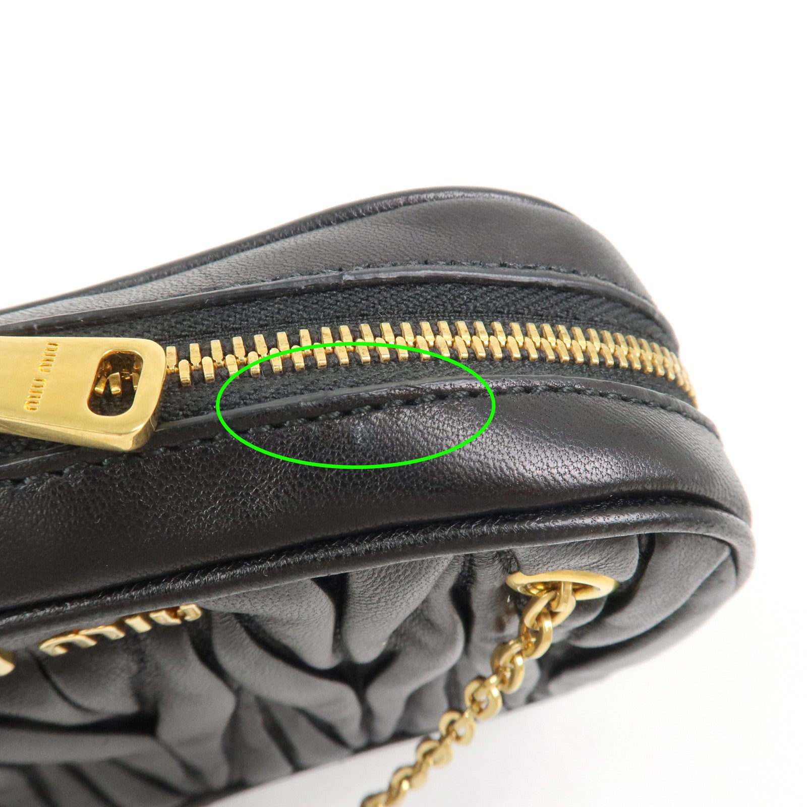 MIU MIU Matelasse Nappa Leather Accessory Chain Pouch Black 5ND001