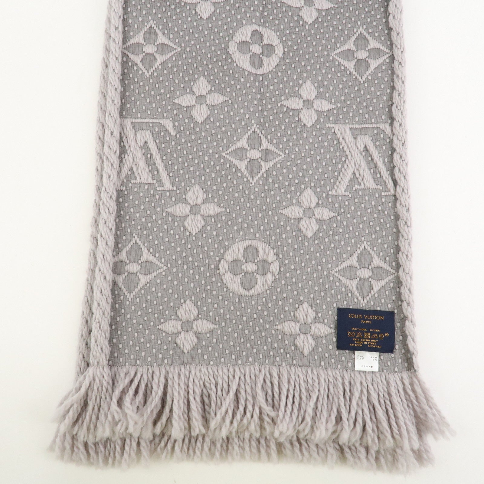 Louis Vuitton Monogram Escharp Logomania Scarf Gris Perle M74742