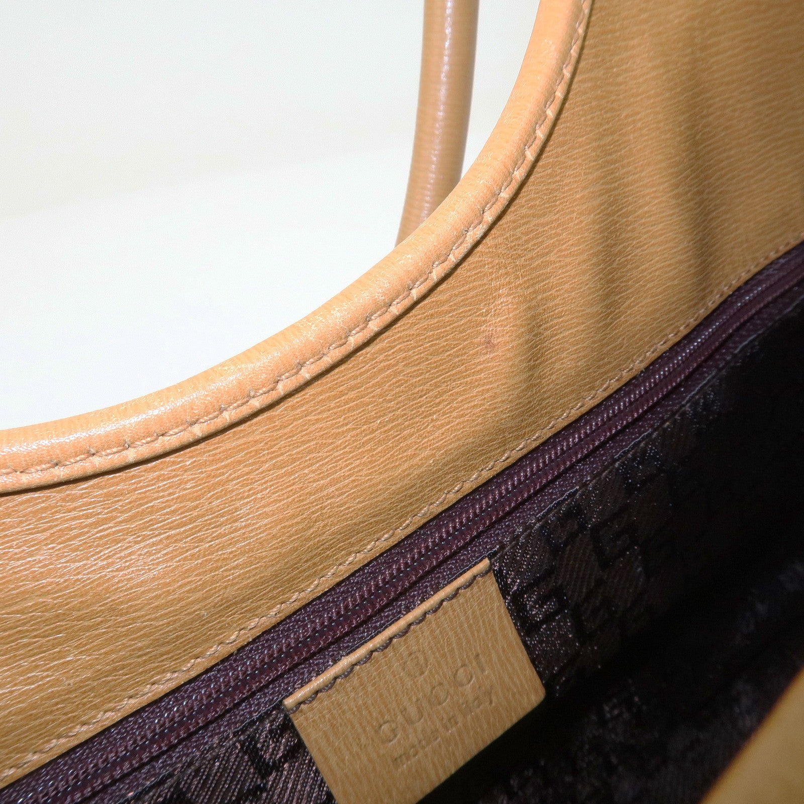 GUCCI Jackie Logo Leather Shoulder Bag Hand Bag Brown 002・1067