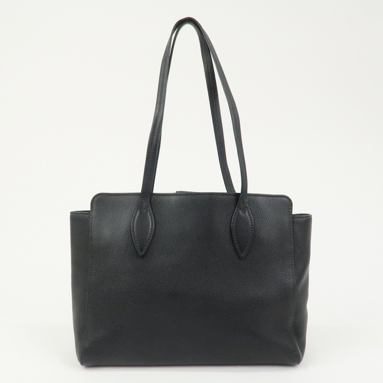 PRADA Logo Leather Shoulder Bag Tote Bag Black 1BG111