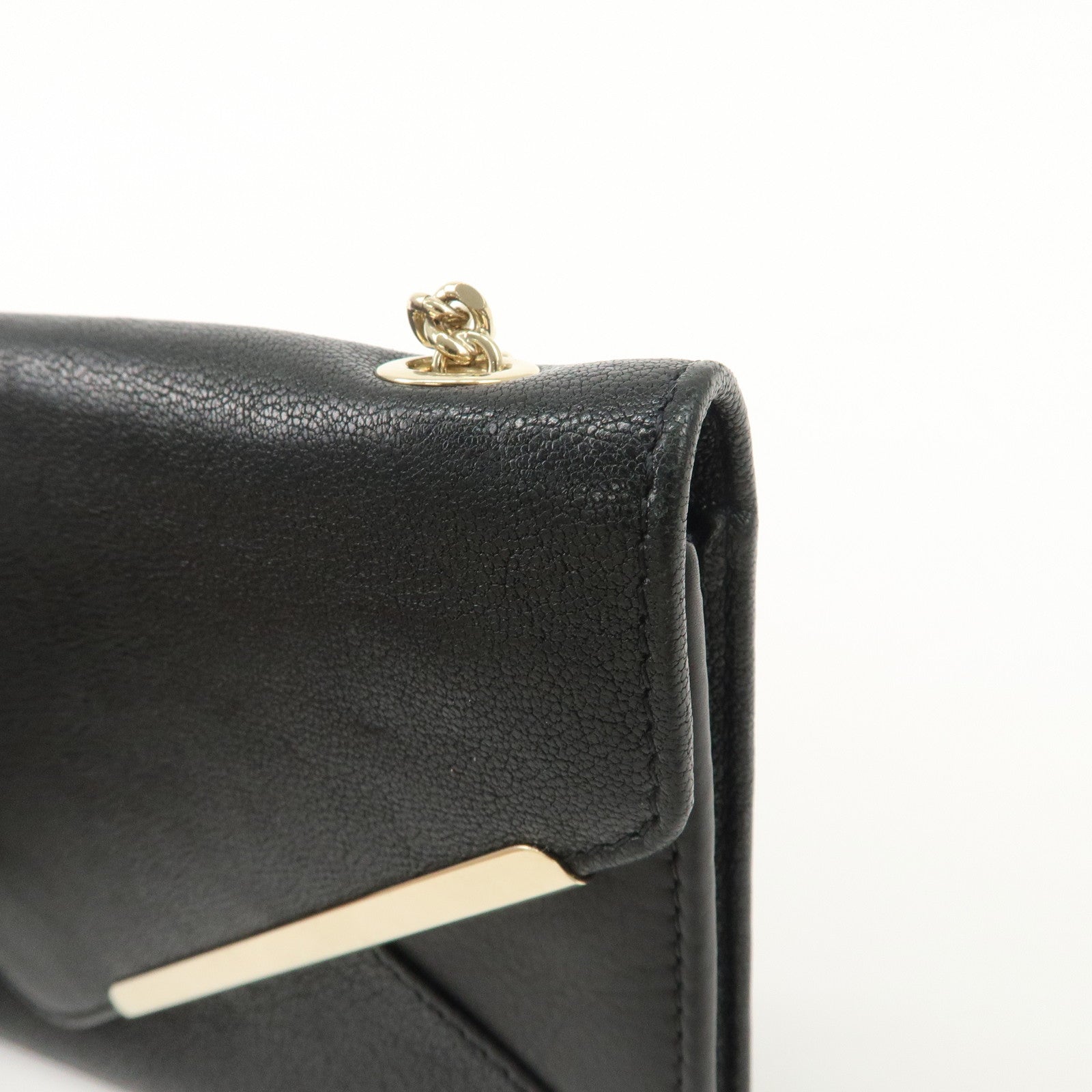 Chloe Leather Chain Shoulder Bag Black Gold Hardware Used