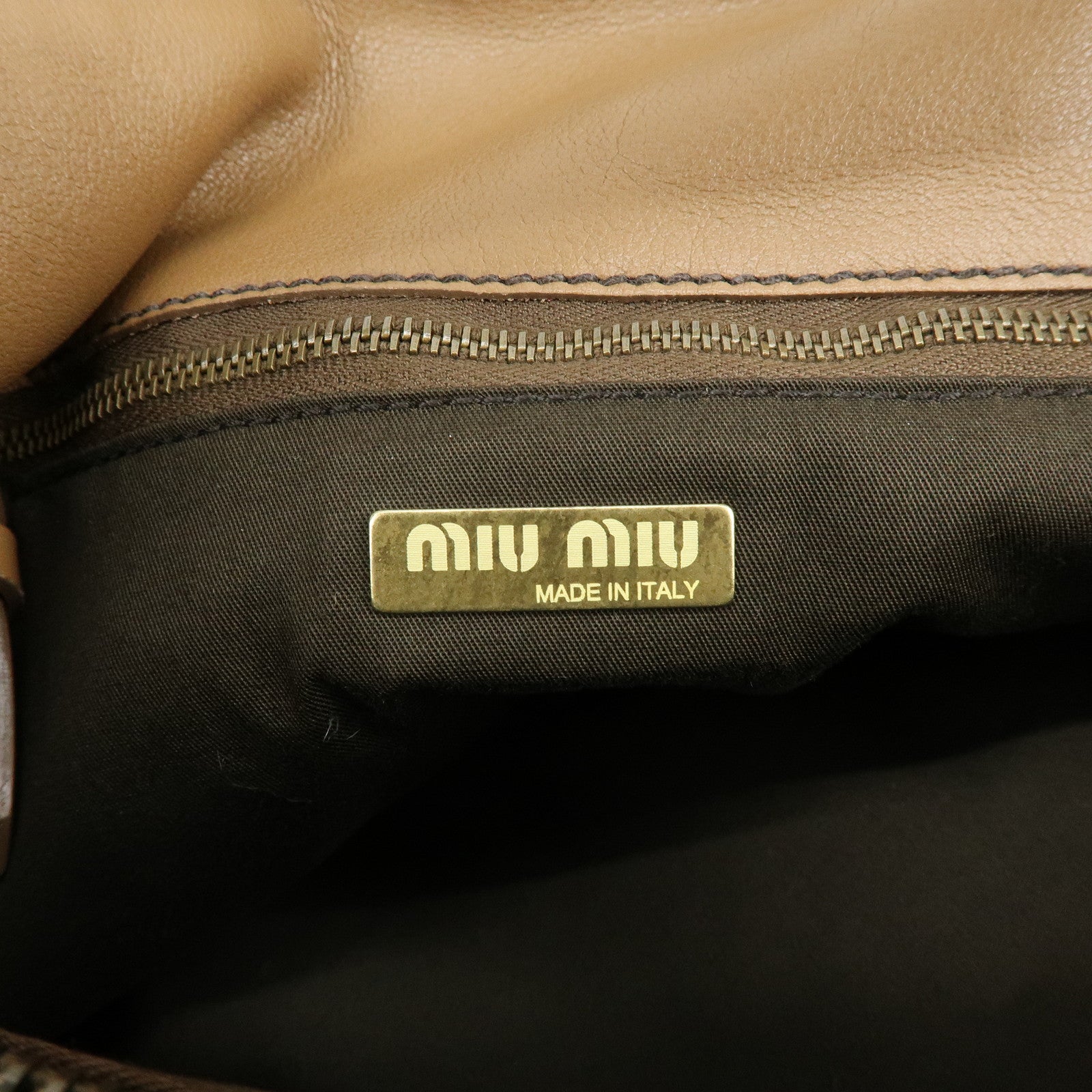 MIU MIU Logo Leather Shoulder Bag Hand Bag Brown