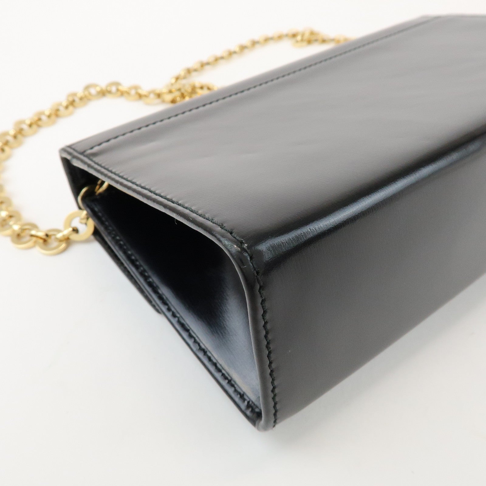 Ferragamo Gancini Leather Chain Shoulder Bag Black