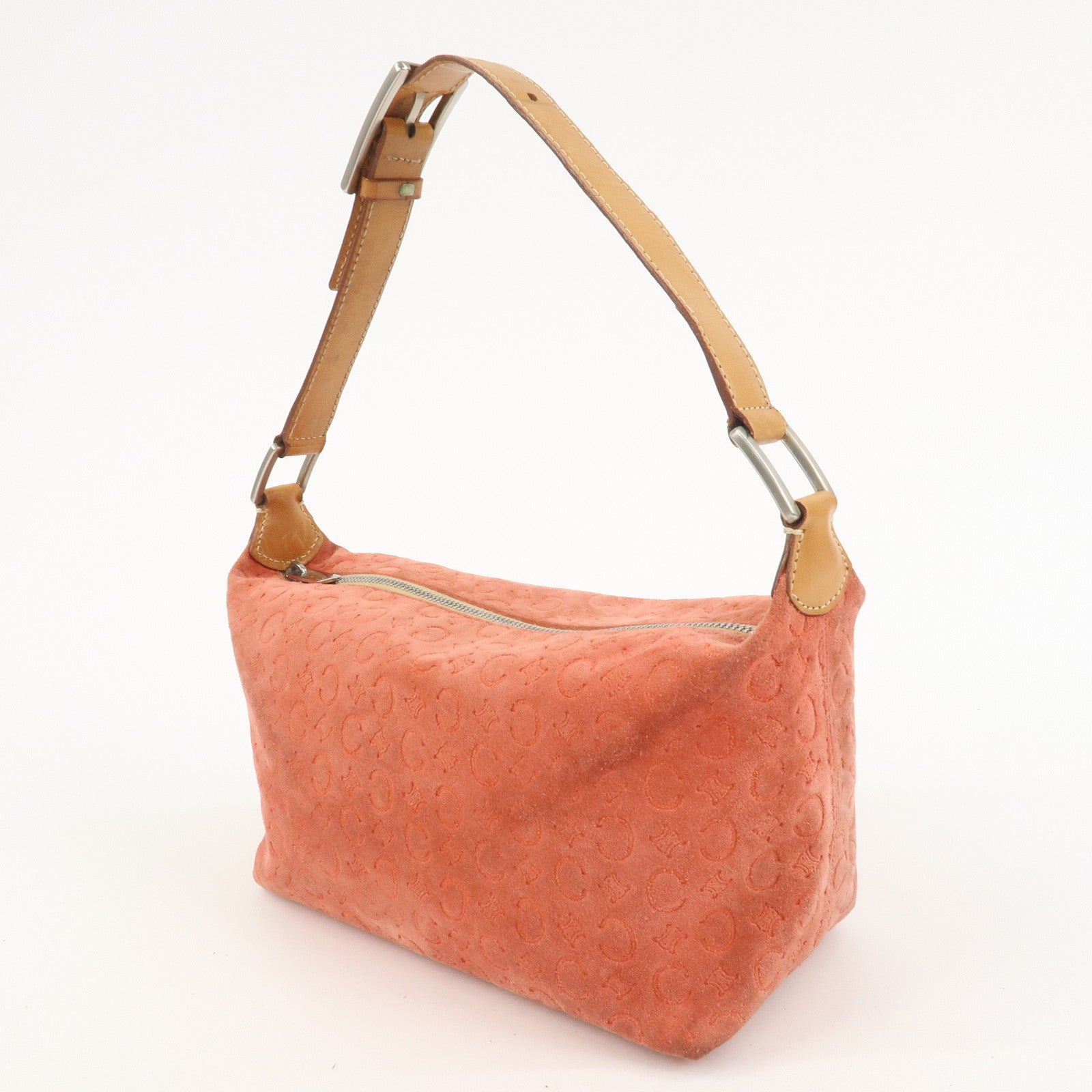 CELINE C Macadam Suede Shoulder Bag Hand Bag Red