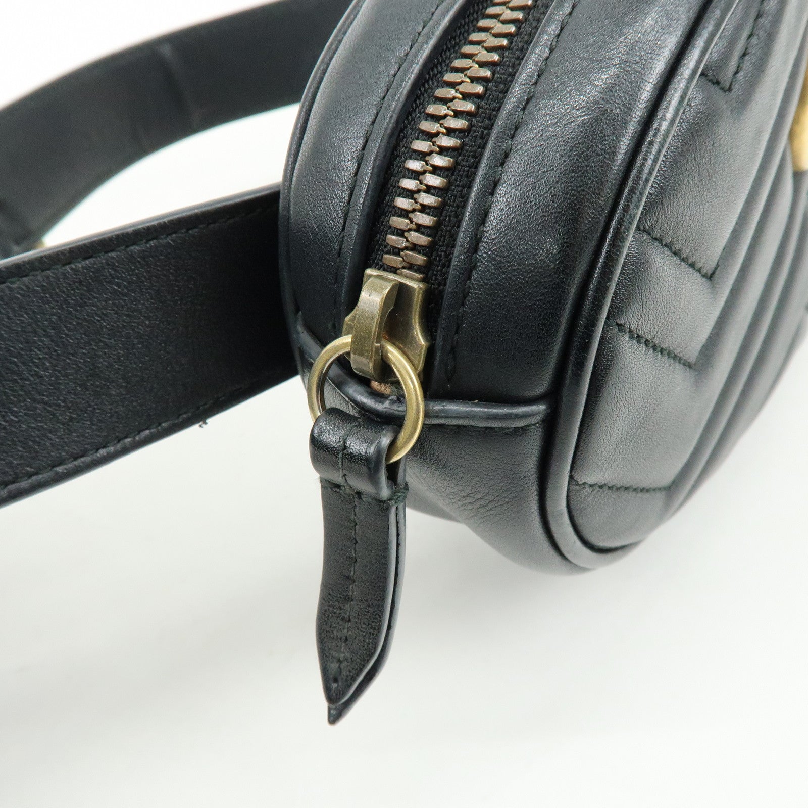GUCCI GG Marmont Leather Waist Pouch Body Bag Black