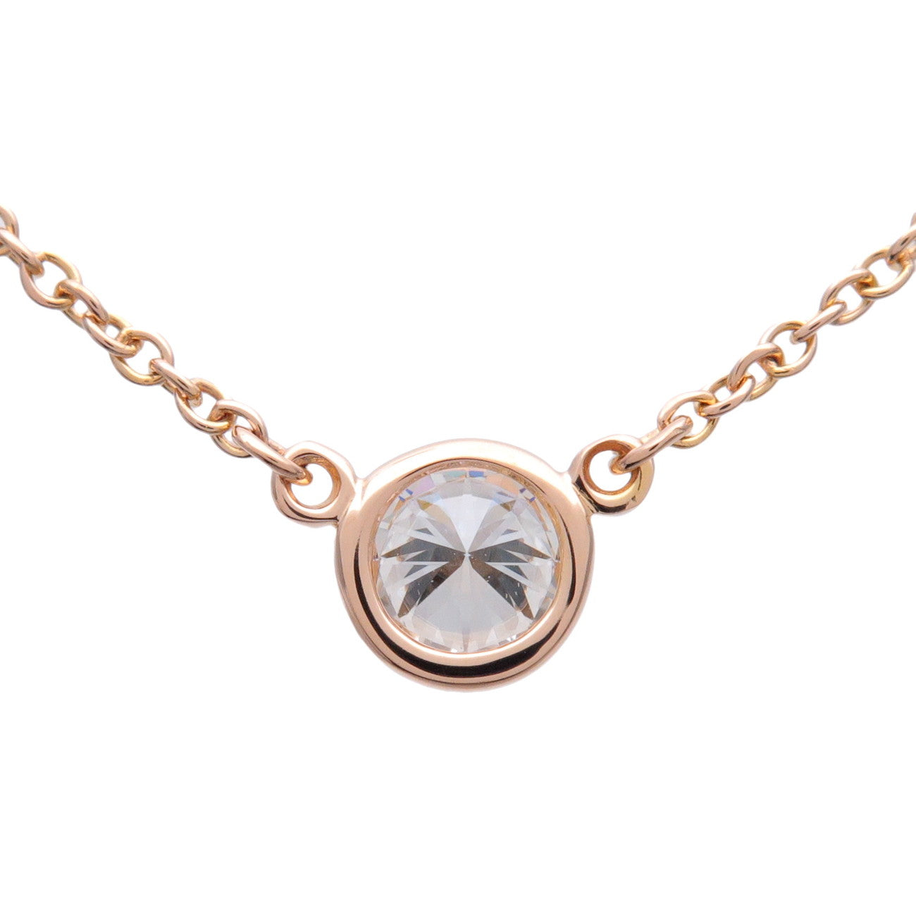 Tiffany & Co By The Yard 1P Diamond Necklace K18 750PG Rose Gold