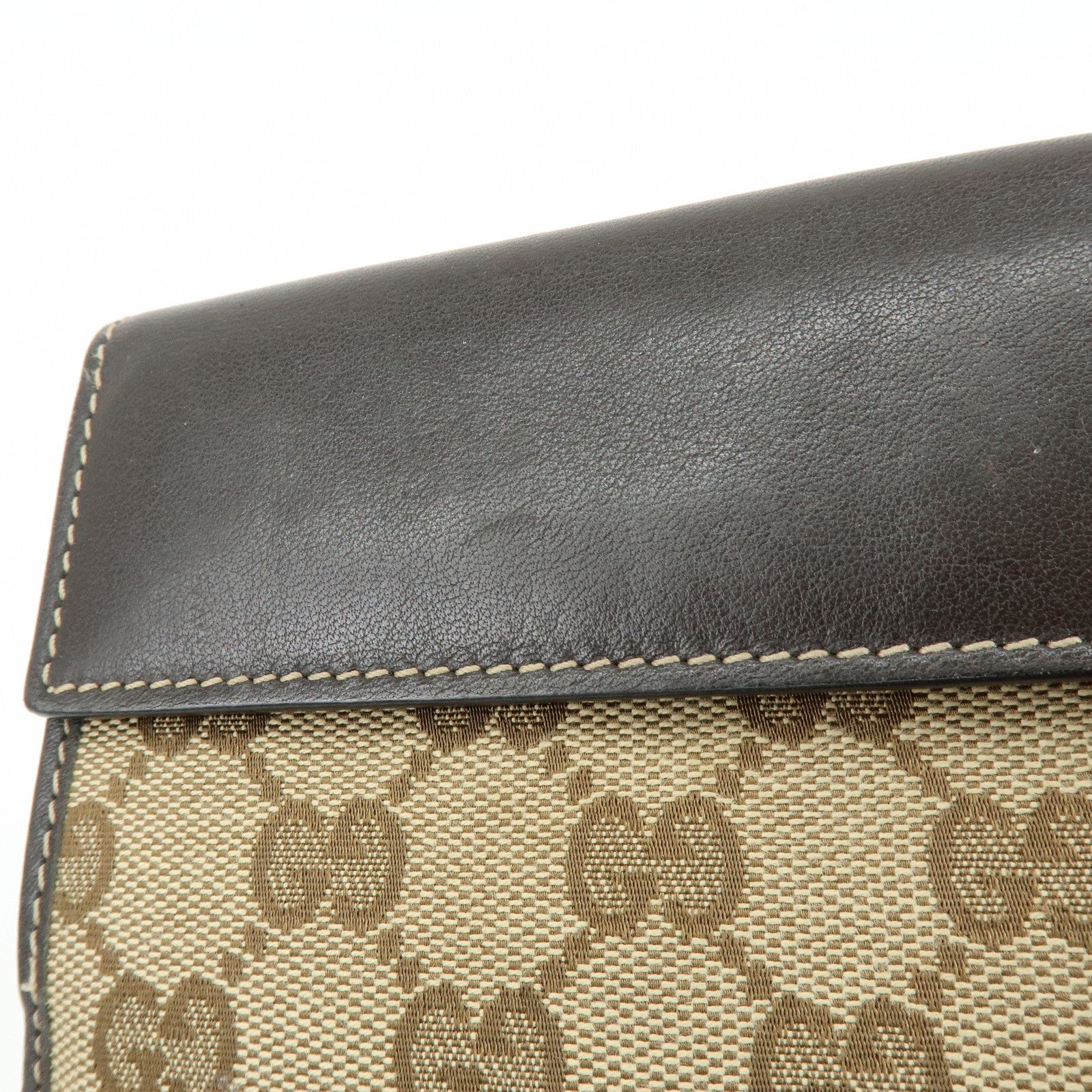 GUCCI GG Heart Logo Canvas Leather W Hook Long Wallet 203550