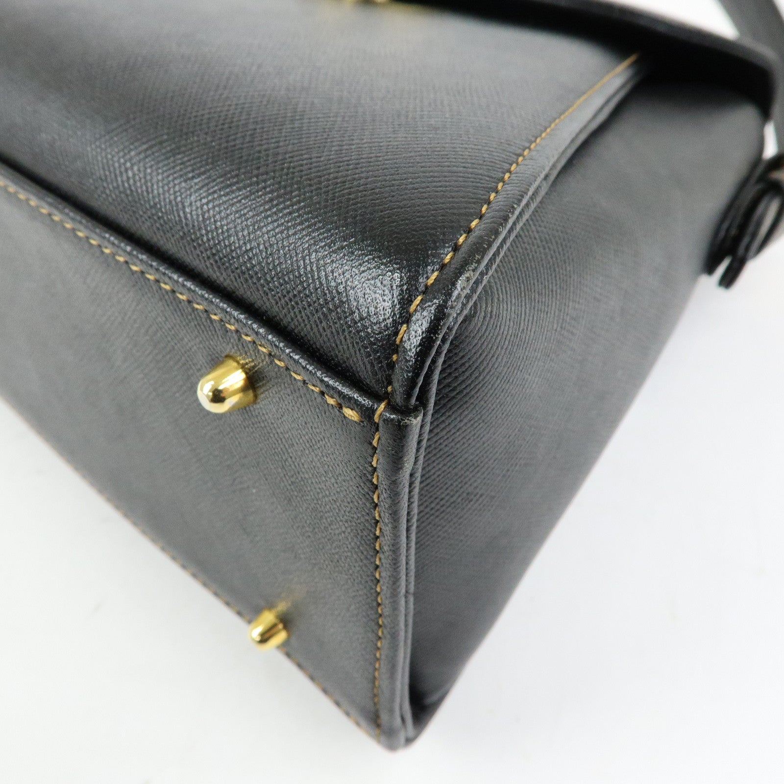 VALENTINO Leather 2Way Bag Hand Bag Shoulder Bag Black