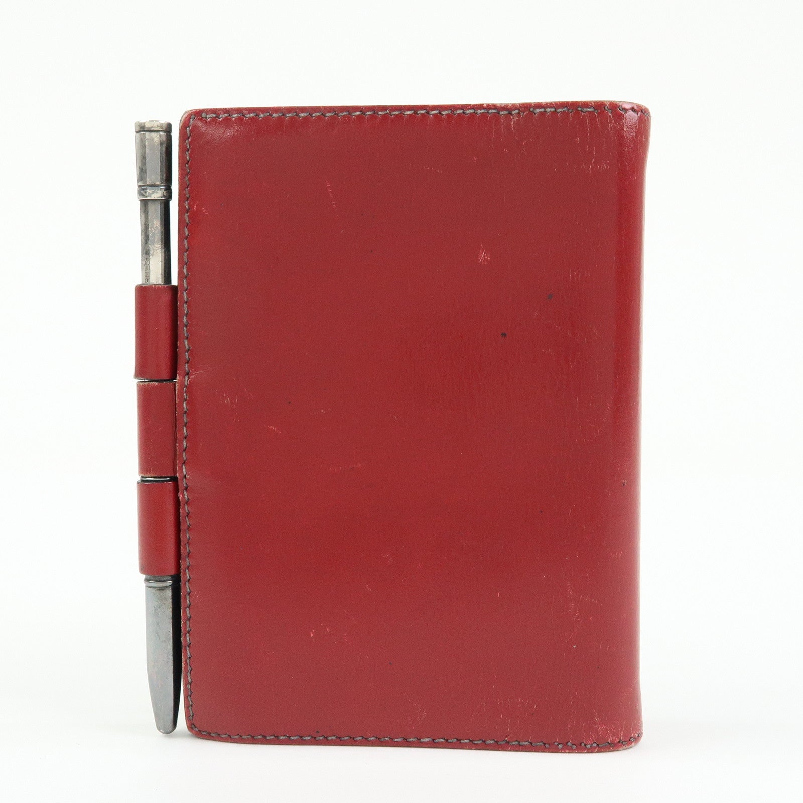 HERMES Box Calf Leather Agenda PM Planner Cover 〇Q Stamped Red