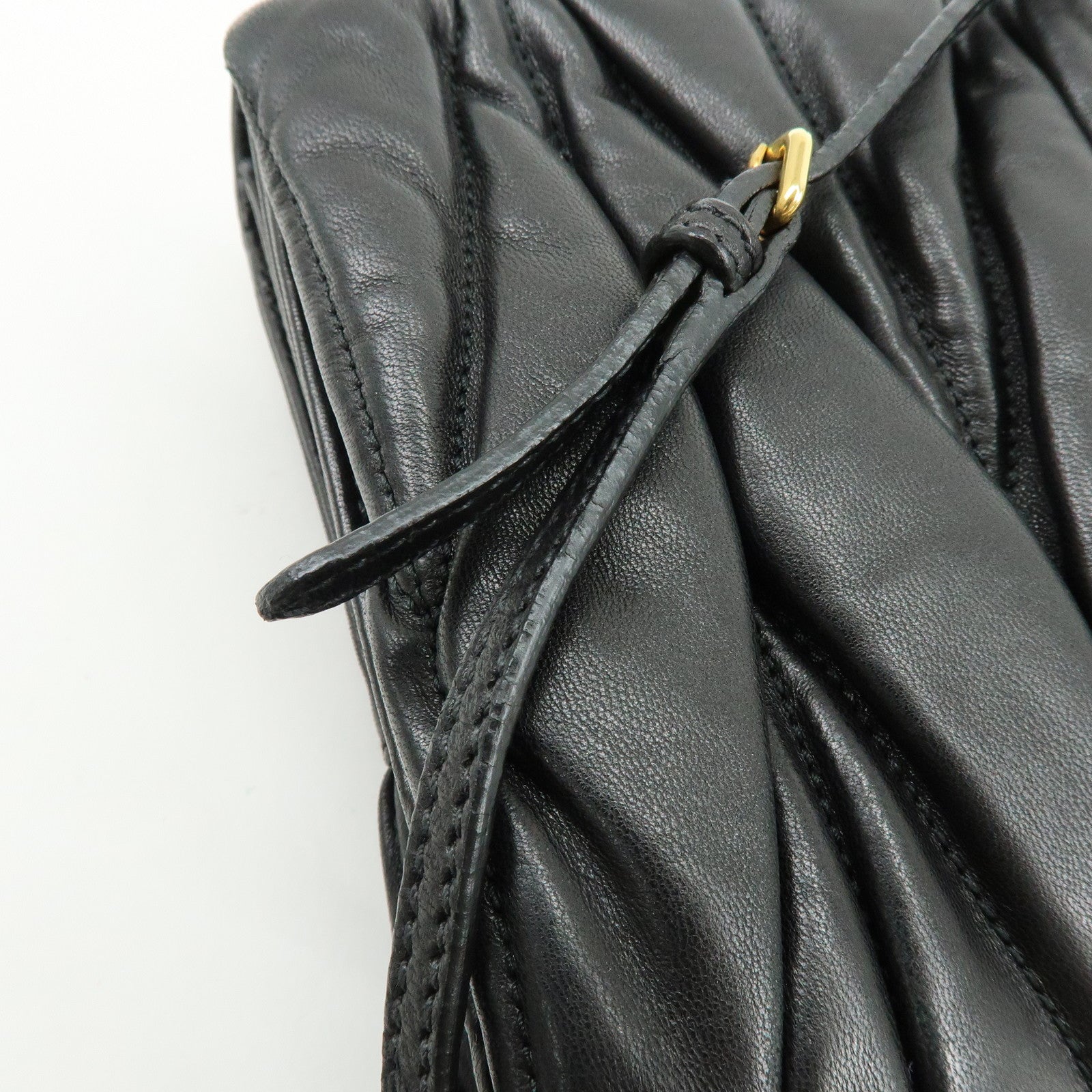 MIU MIU Matelasse Nappa Leather Shoulder Bag Clutch Bag Black